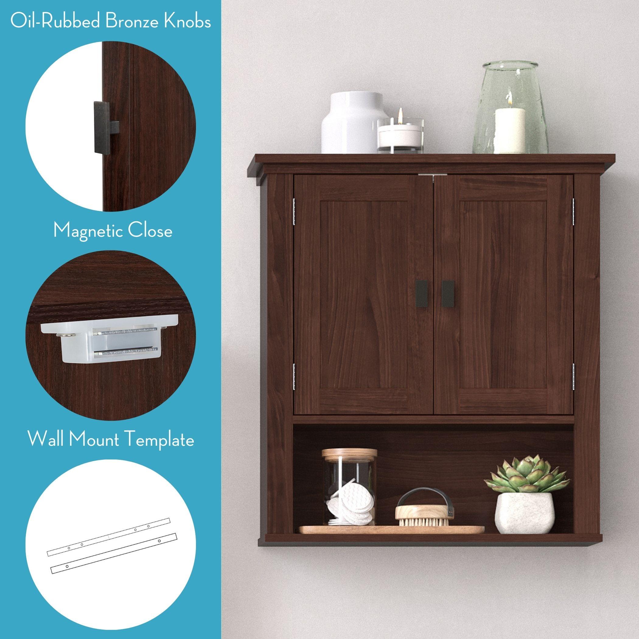 RiverRidge Hayward Two-Door Bathroom and Laundry Wall Mount Storage Medicine Cabinet with Fixed and Adjustable Shelf