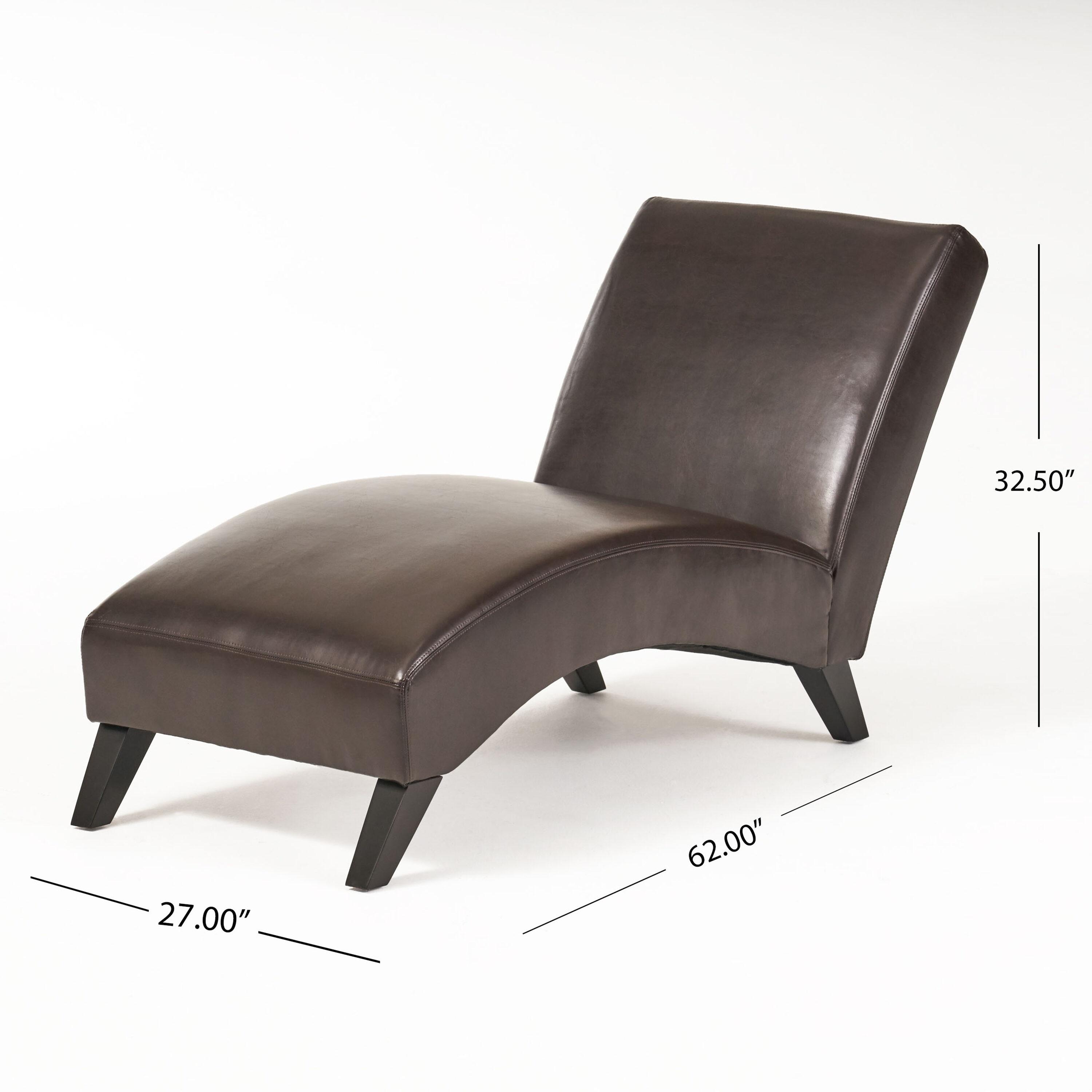 Finlay Leather Chaise Lounge Brown - Christopher Knight Home: Curved Comfort for Living Room