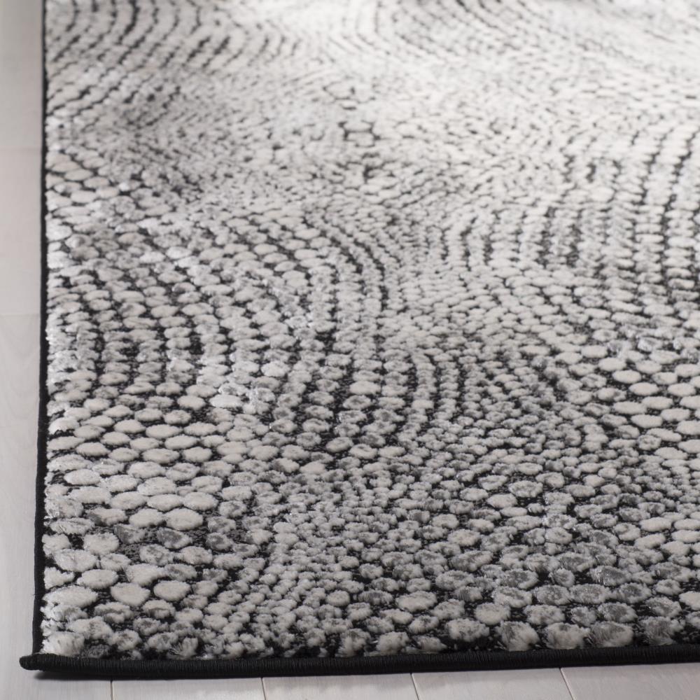 Lurex LUR185 Power Loomed Area Rug - Black/Light Grey - 6'7"x6'7" - Safavieh.