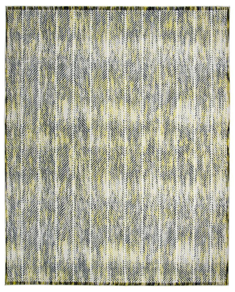 Skyler Grey and Green 8' x 10' Striped Synthetic Area Rug