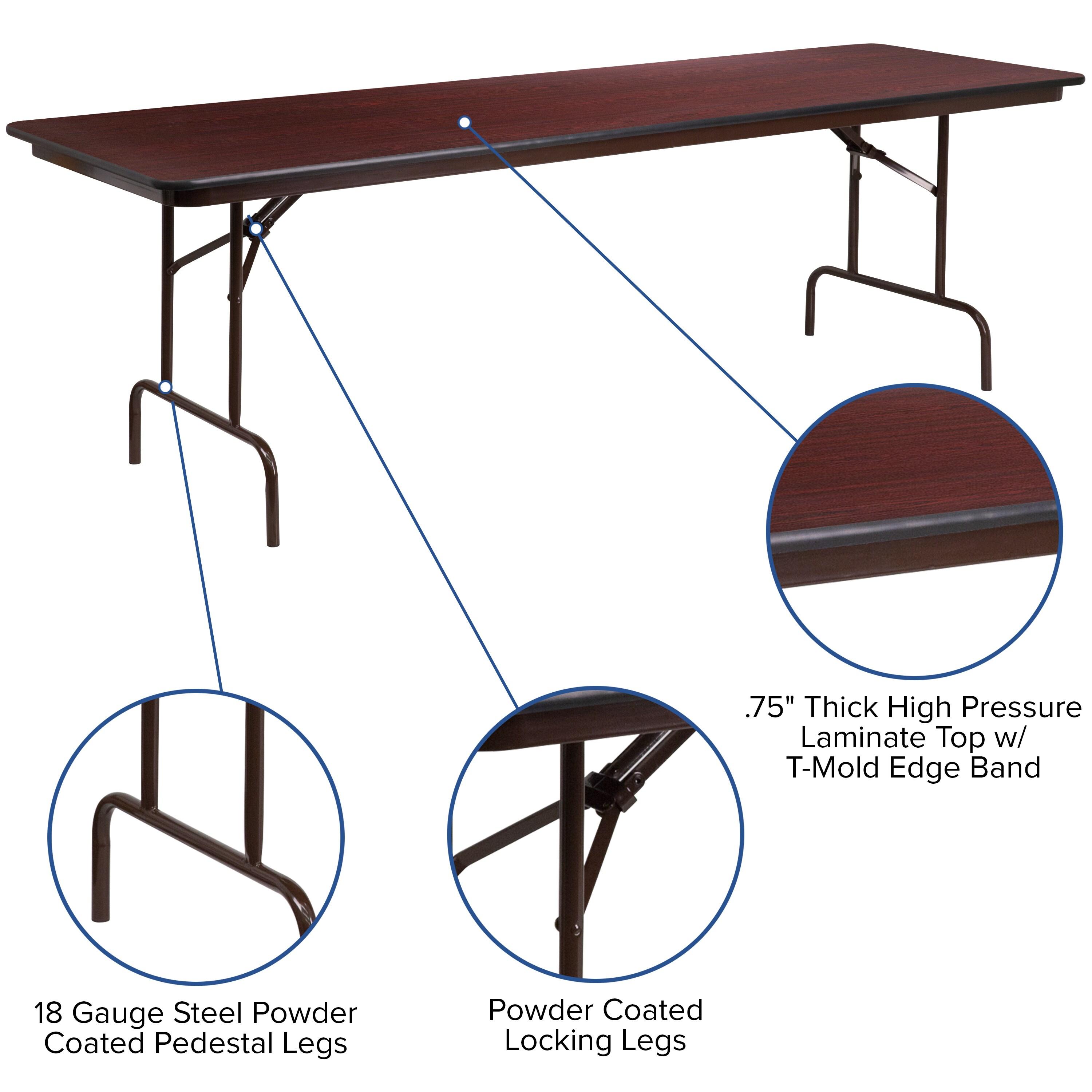 Flash Furniture Wofford 24" x 48" Rectangular High Pressure Mahogany Laminate Folding Banquet Table