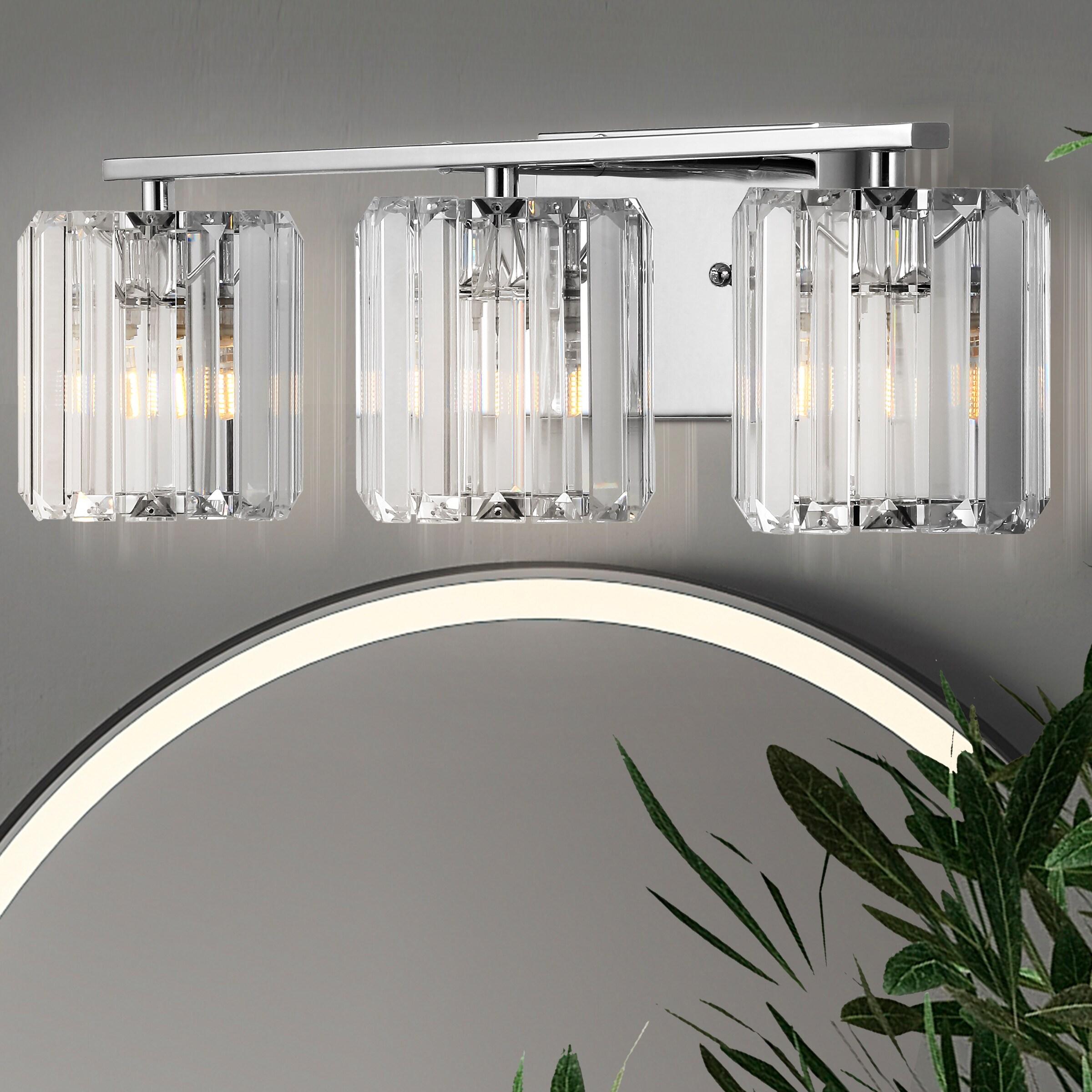 Coco Prism Vintage 23" 3-Light Metal/Glass Classic Glam LED Vanity Light, Chrome