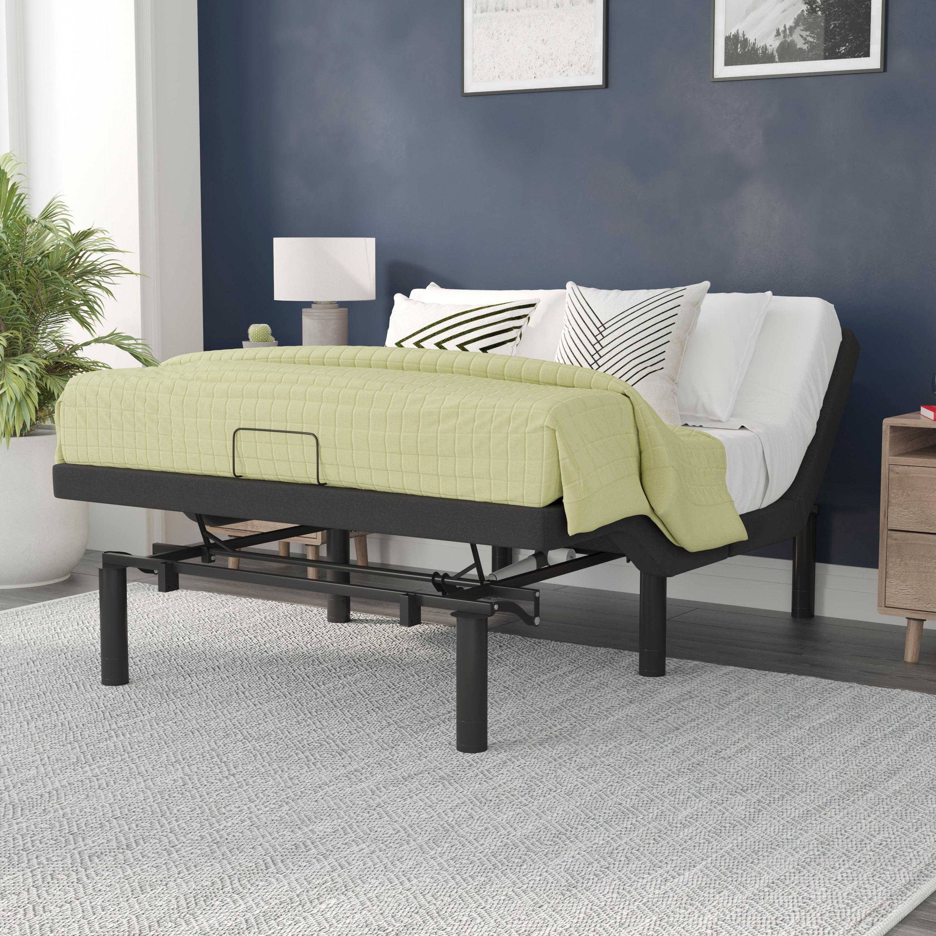 Flash Furniture Selene Motorized Adjustable Bed Frame, Black, Full