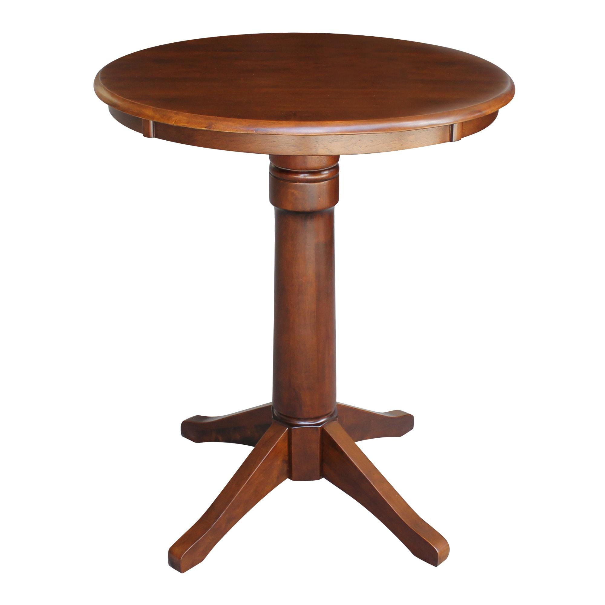 30" Nick Round Top Pedestal Table Counter Height Espresso - International Concepts: Solid Wood, Seats 4