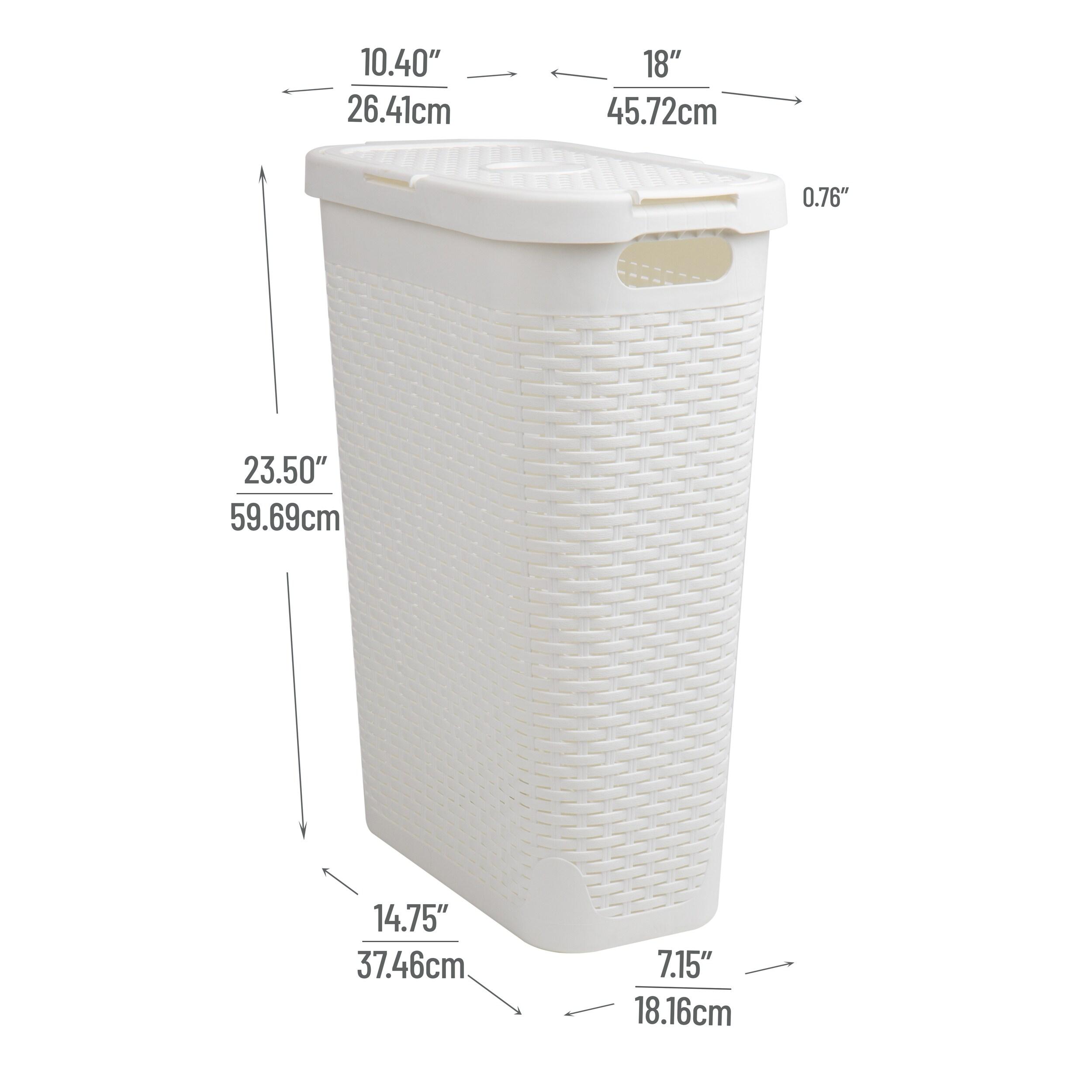 Mind Reader 40 Liter Slim Laundry Basket, White