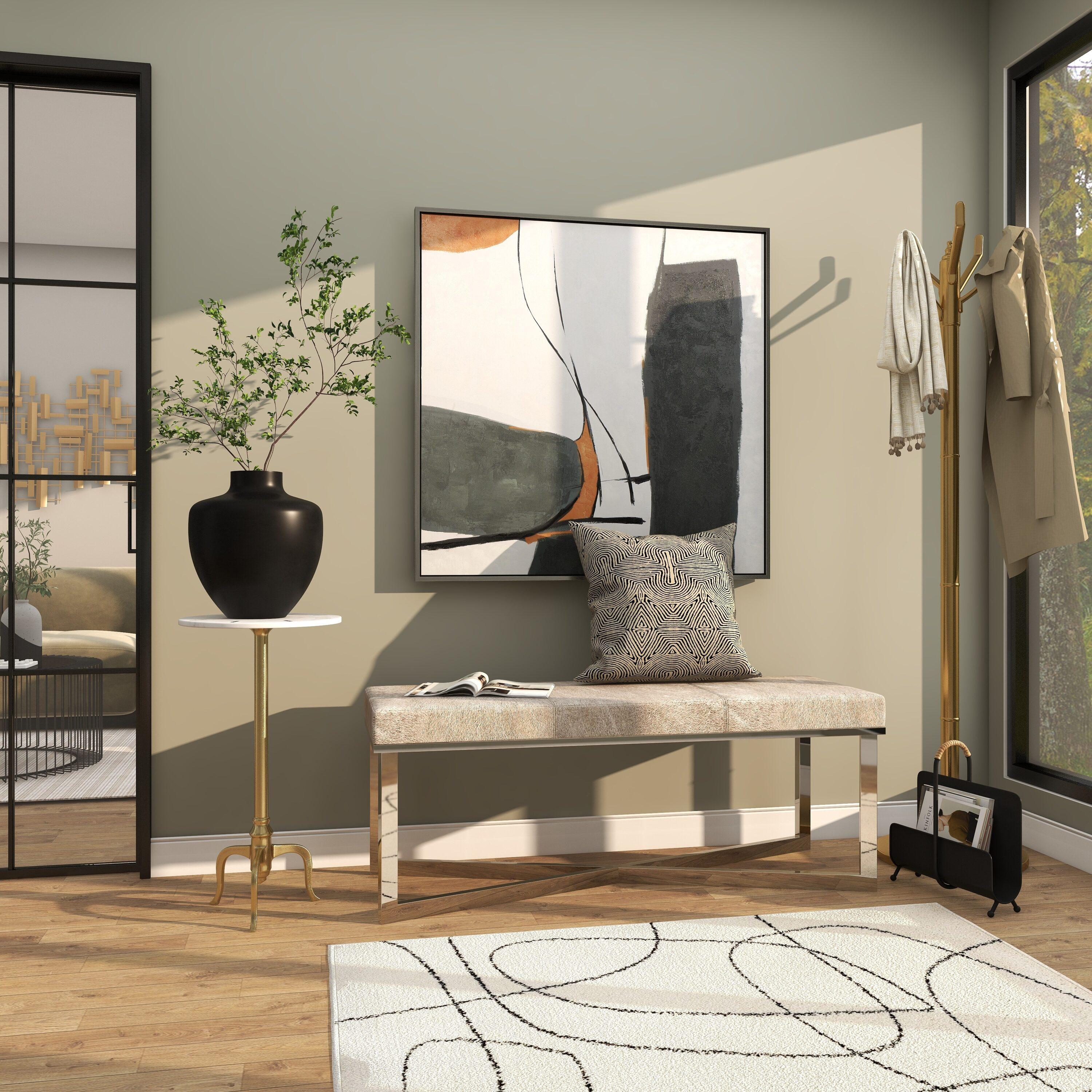 Contemporary Marble Pedestal Accent Table Brass - Olivia & May