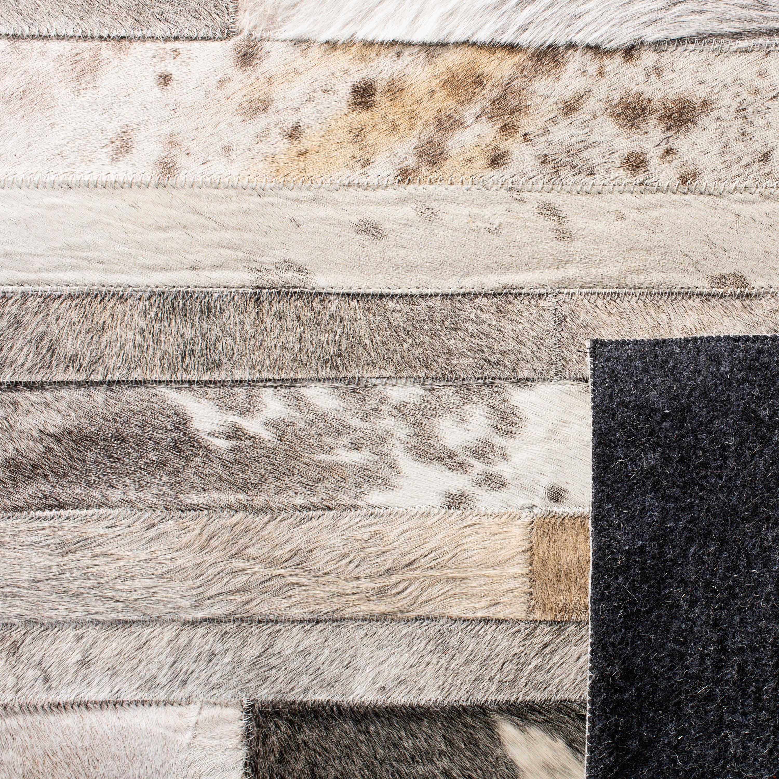 SAFAVIEH Studio Leather Loew Geometric Area Rug, Grey/Ivory, 8' x 10'