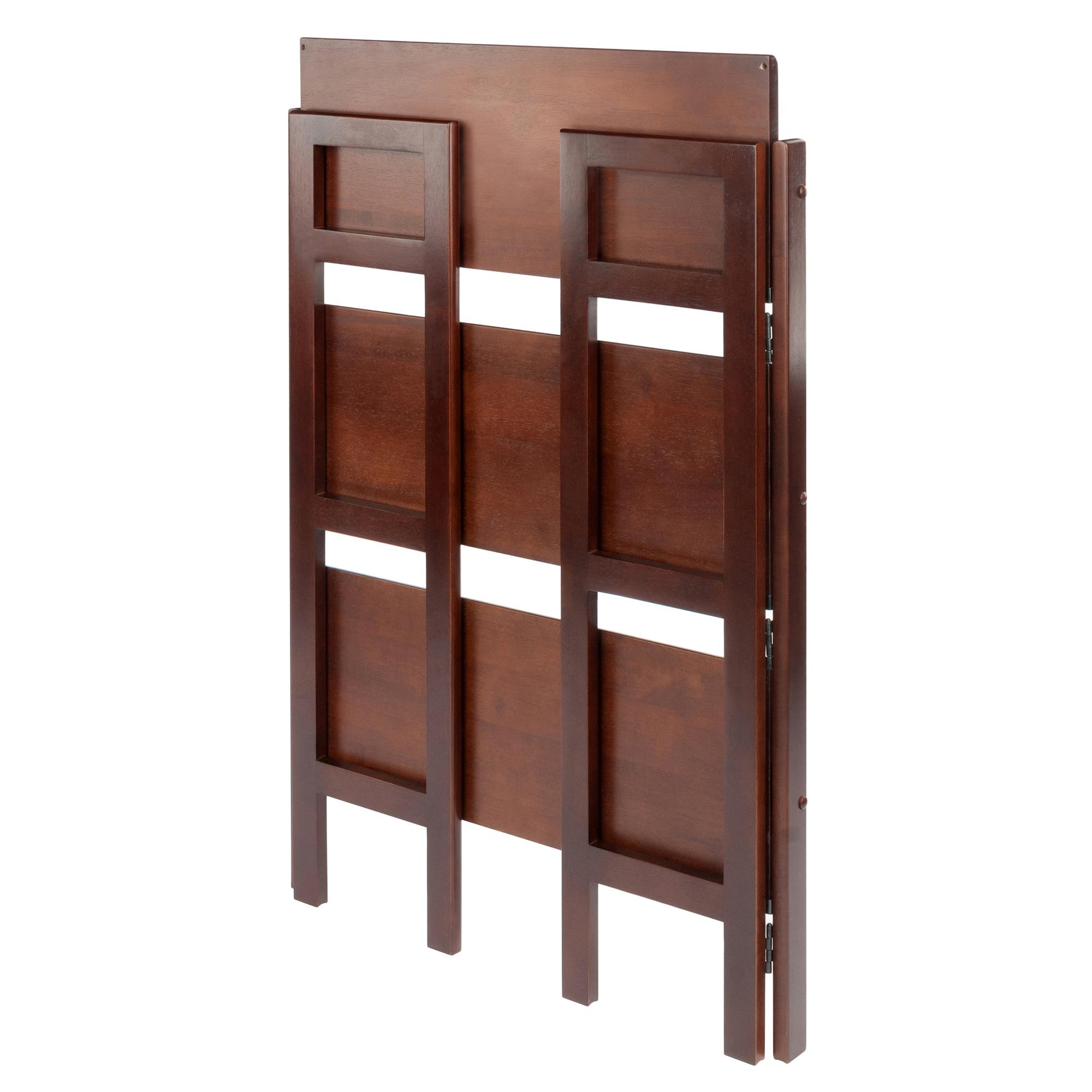 38.54" Terry Folding Bookshelf Walnut - Winsome: Solid Beech Wood, Mid-Century Modern, 3 Fixed Shelves