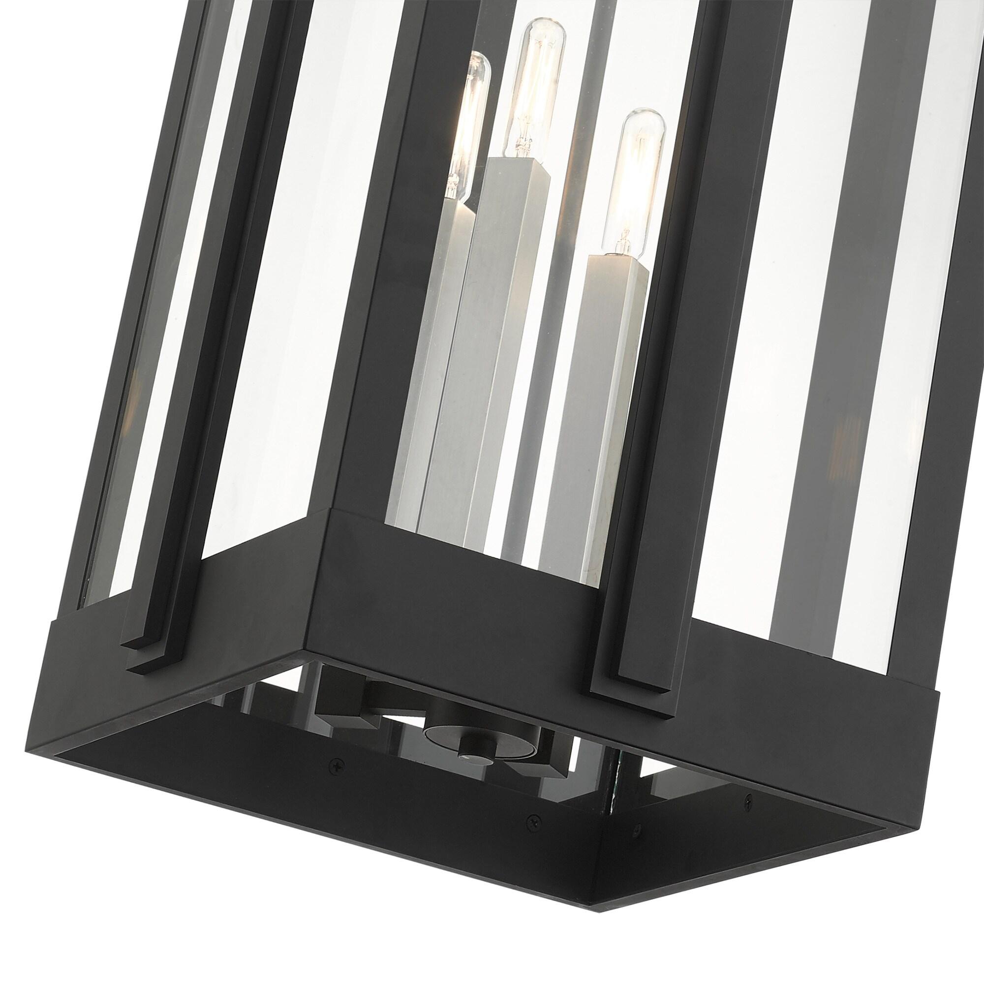 27720-04-Livex Lighting-Lexington - 4 Light Outdoor Pendant Lantern in Art Deco Style - 12.63 Inches wide by 29.88 Inches high-Black Finish