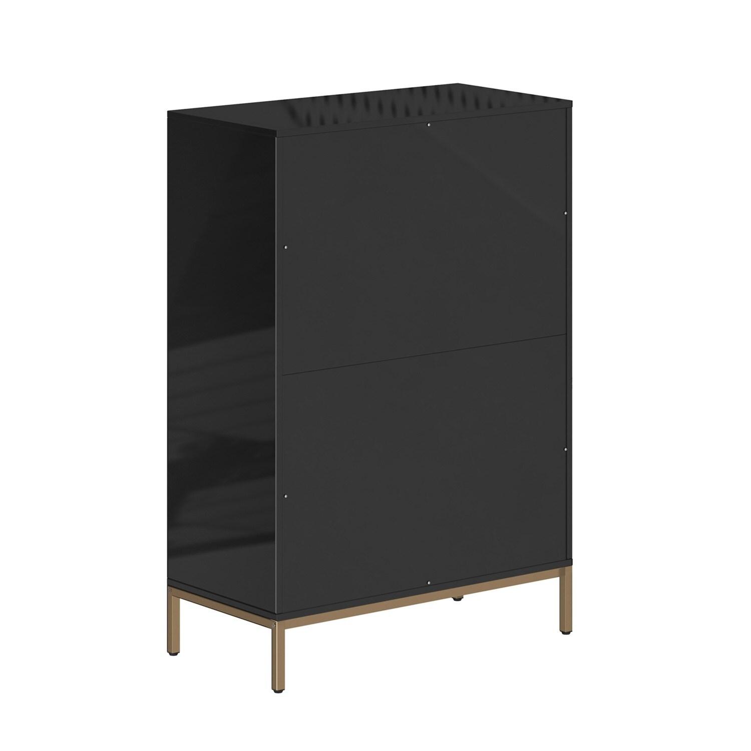 Mondawe Accent Storage Cabinet, Entryway Side Table with 5 Drawers, Modern Sofa Table Sideboard for Living Room Kitchen Bedroom,Black