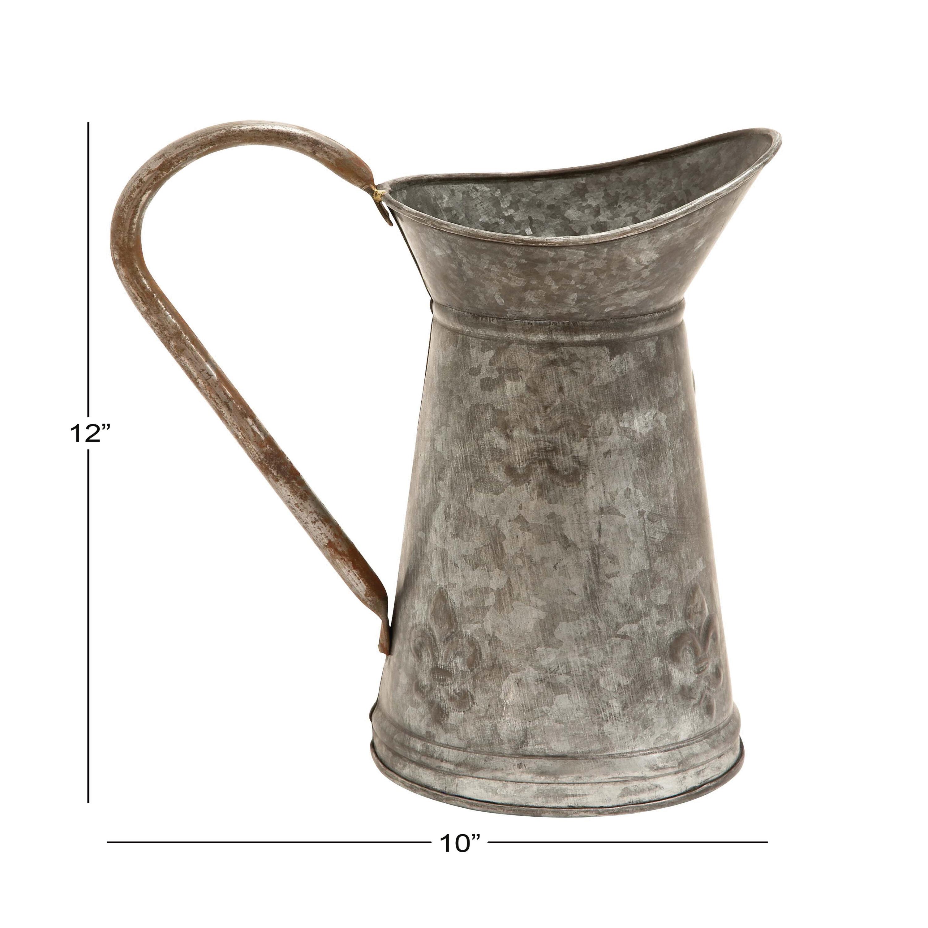 DecMode 10" x 12" Indoor Outdoor Brown Metal Watering Can Planter