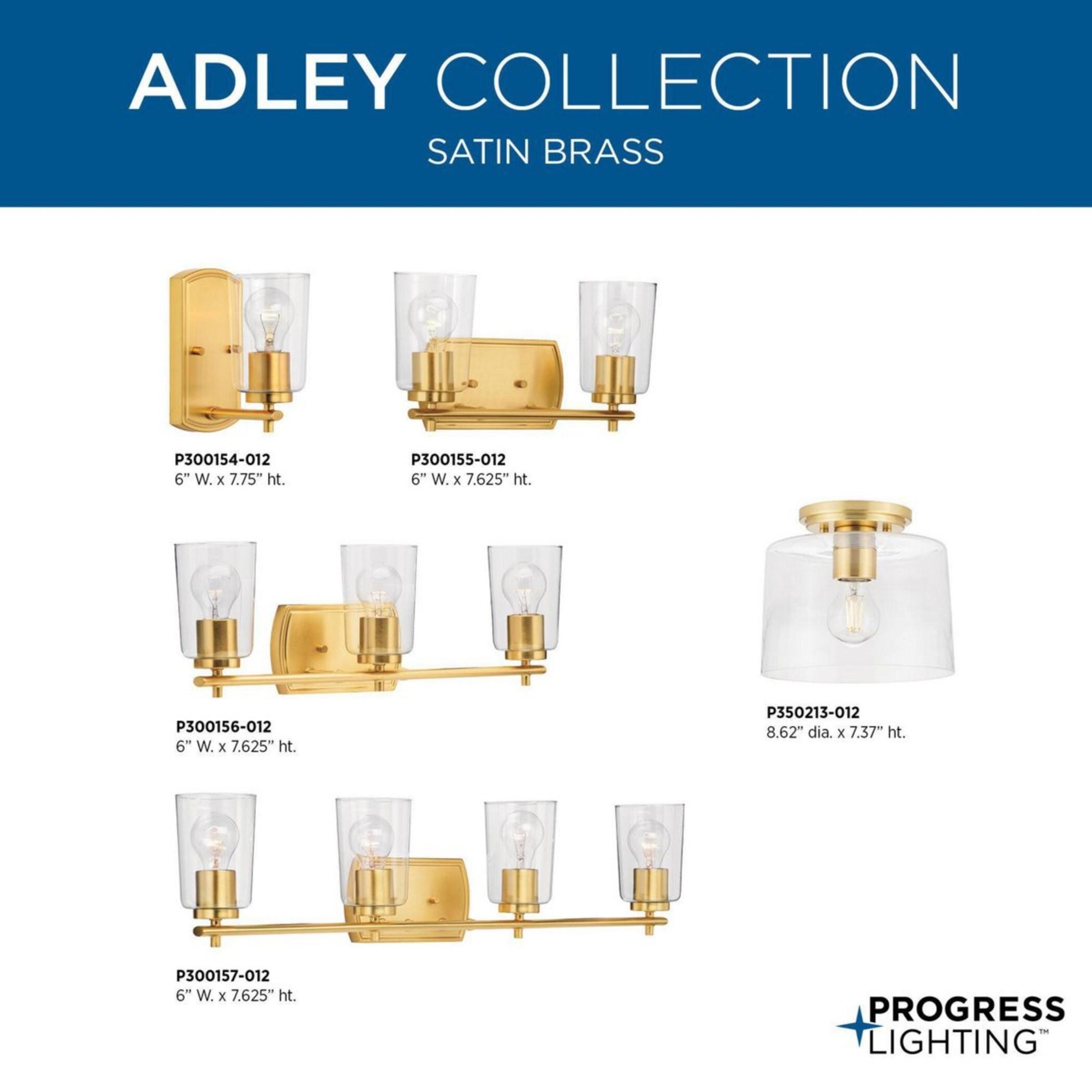 Progress Lighting, Adley Collection, 1-Light Flush Mount, Brushed Nickel, Clear Glass Shade