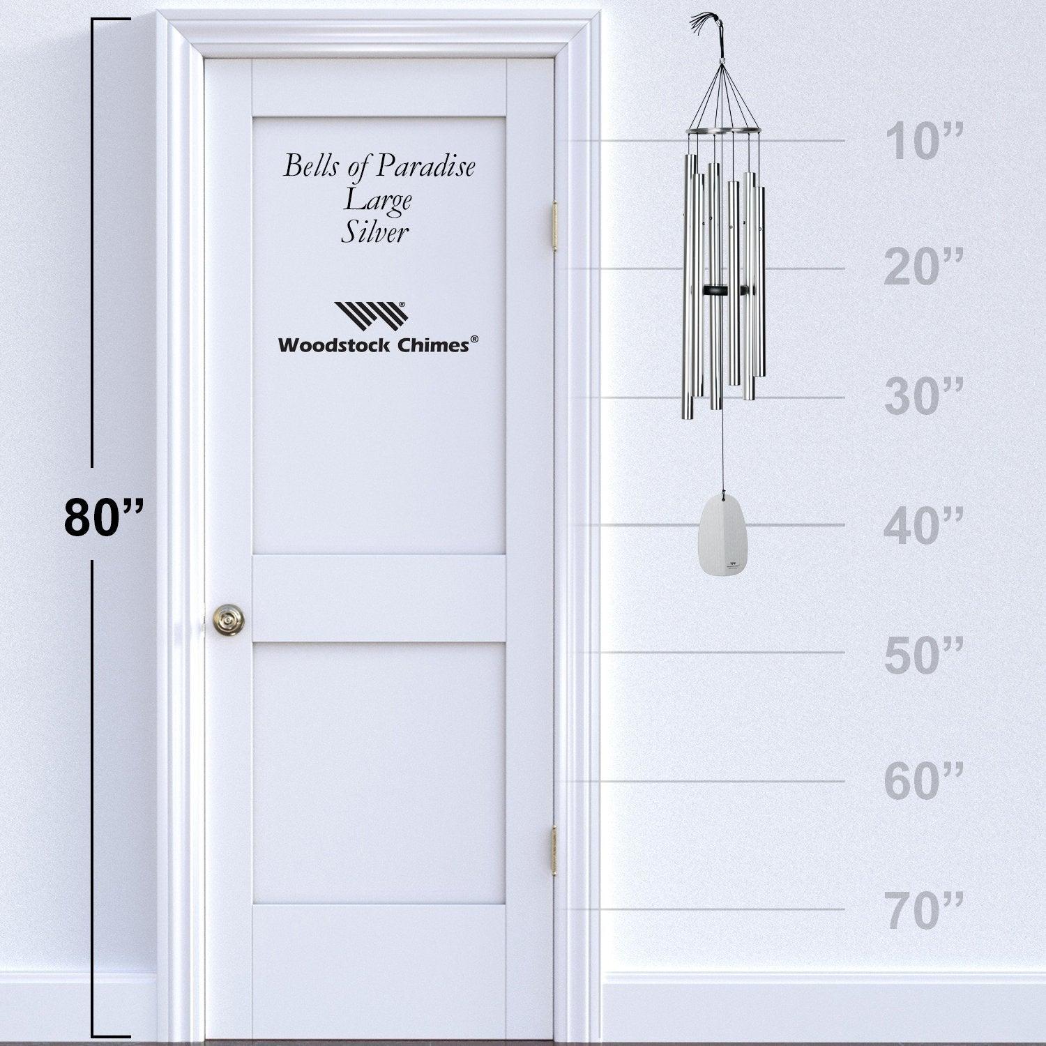 Woodstock Windchimes Bells of Paradise Silver 44", Wind Chimes For Outside, Wind Chimes For Garden, Patio, and Outdoor Decor, 44"L