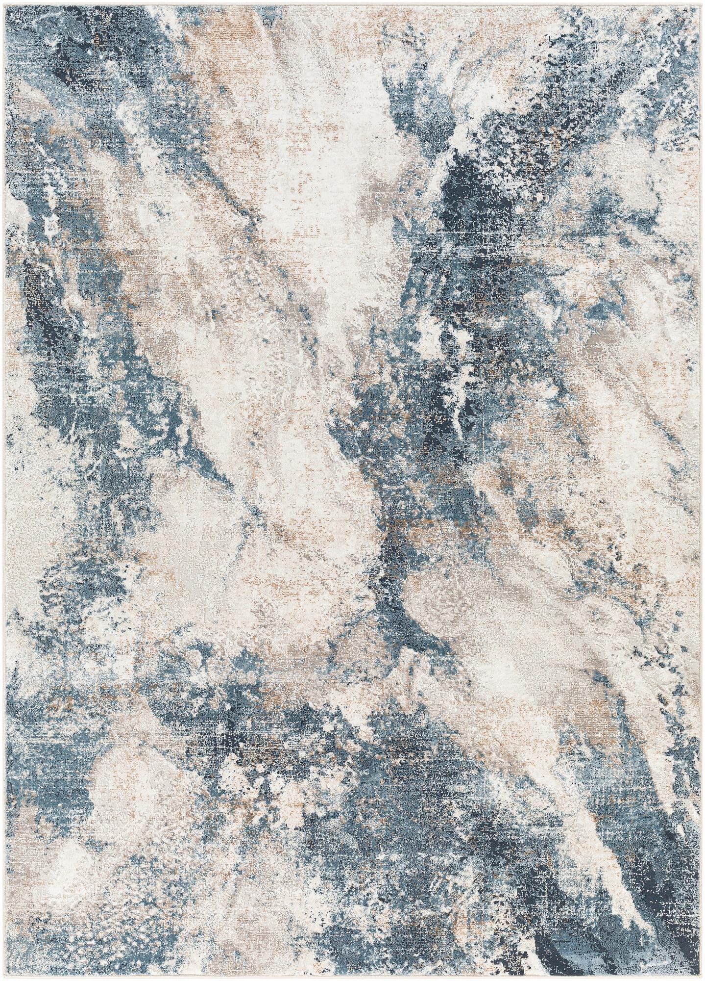 Gray Rectangular Polyester Stain-Resistant Medium Pile Rug