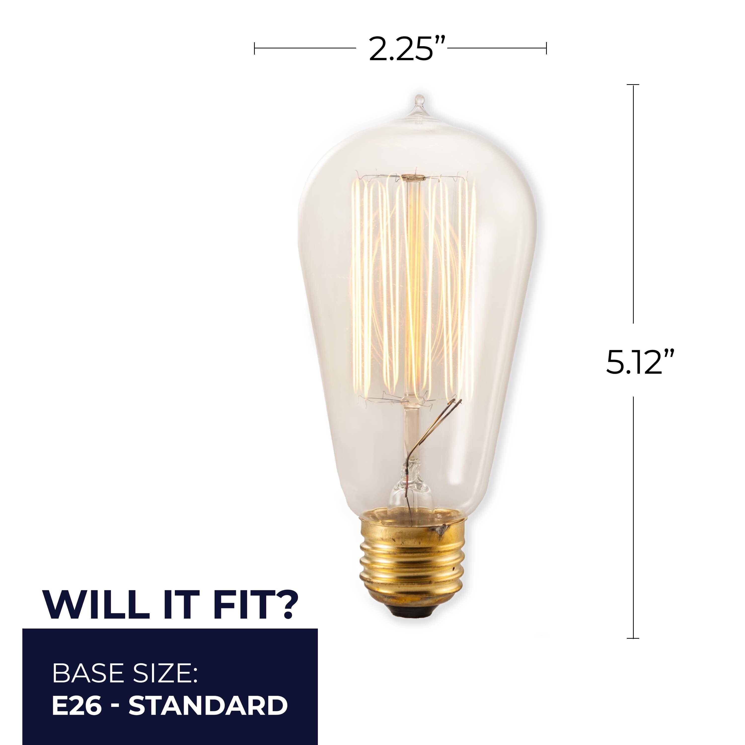 40 Watt Dimmable Nostalgic Edison Squirrel Cage-Style ST18 Light Bulb