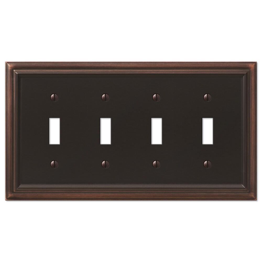 Amerelle 94T4VB Continental Wallplate, 4 Toggle, Cast Metal, Aged Bronze, 1-Pack