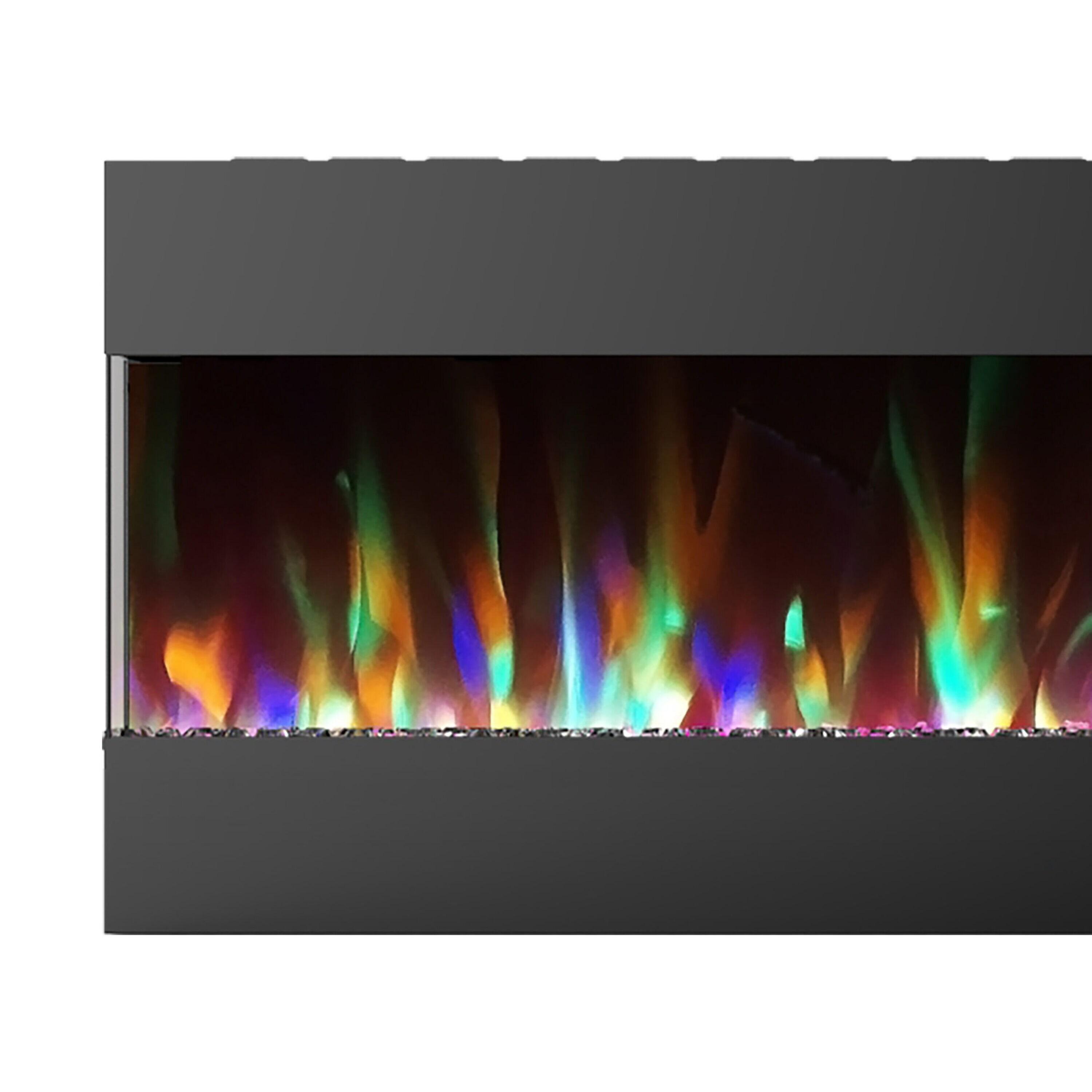 Cambridge Cambridge Recessed Wall Mounted Electric Fireplace with Crystal Rock Display