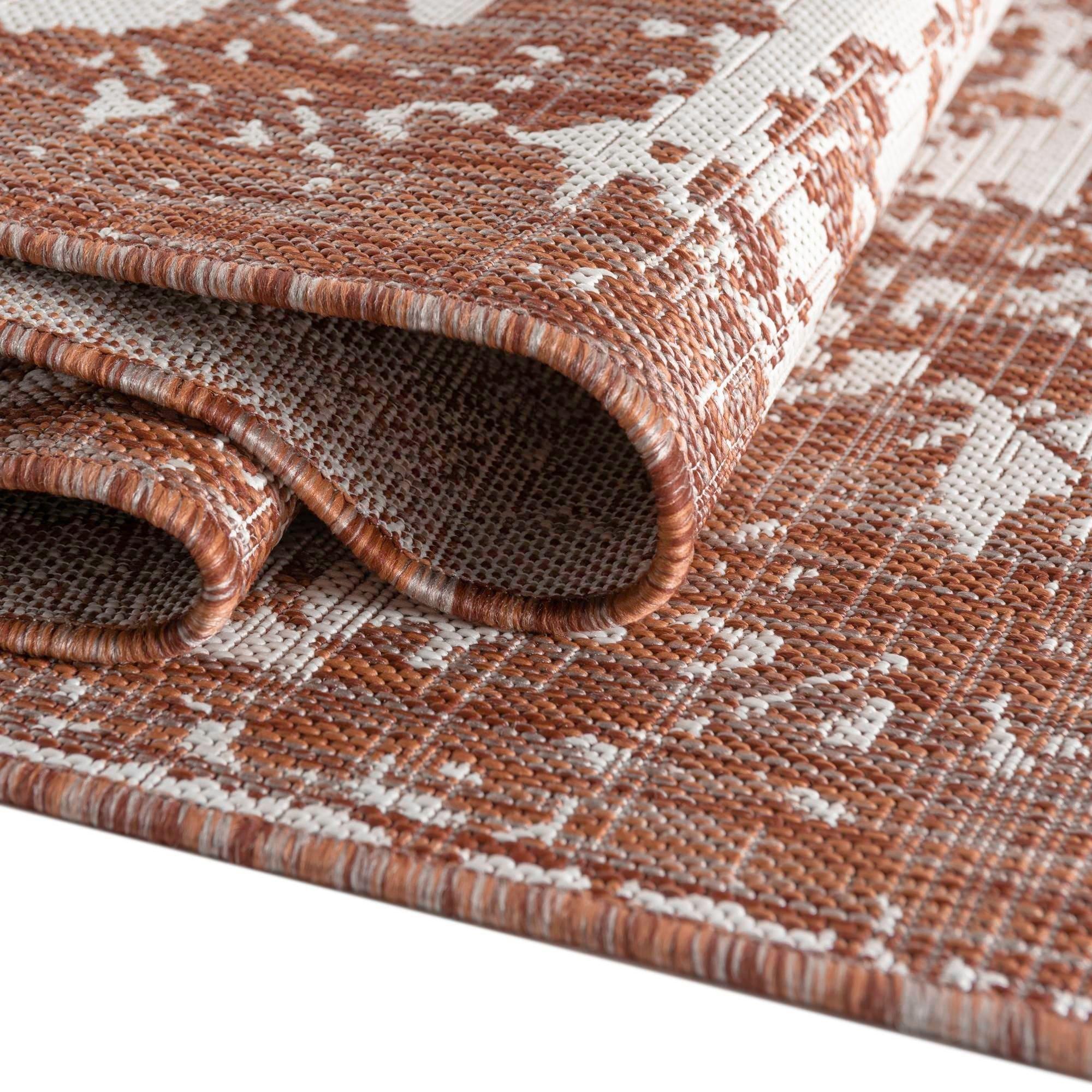 Jill Zarin Outdoor Collection Area Rug - Dubai (7' 1" x 10' Rectangle Rust Red/Ivory)