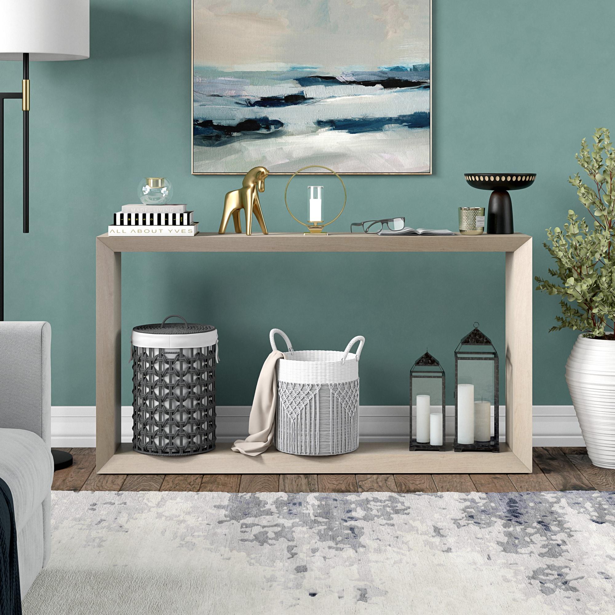 Evelyn&Zoe Osmond 55" Wide Rectangular Console Table, Alder White