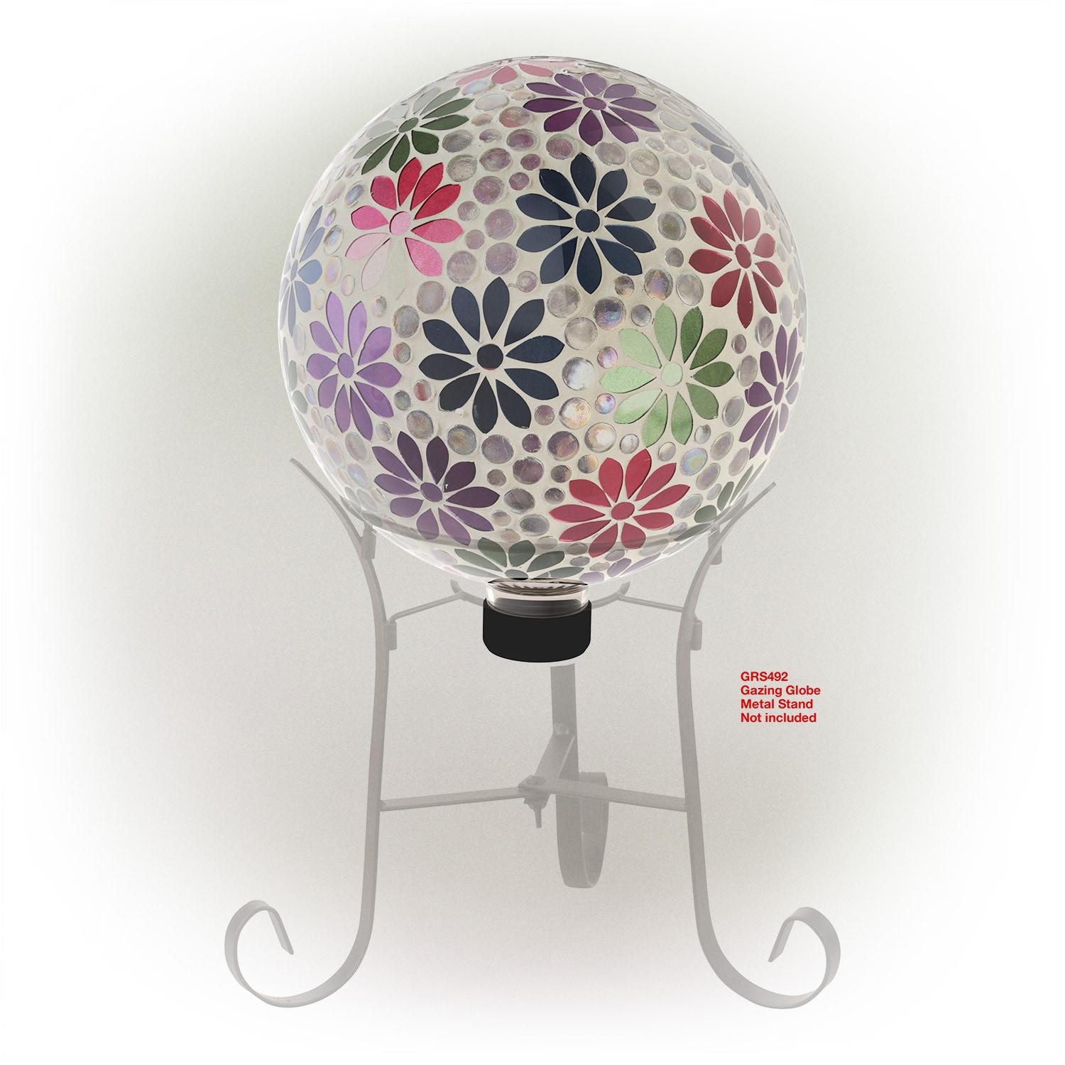 Alpine Corporation 10" Glass Mosaic Floral Gazing Globe, Multicolor