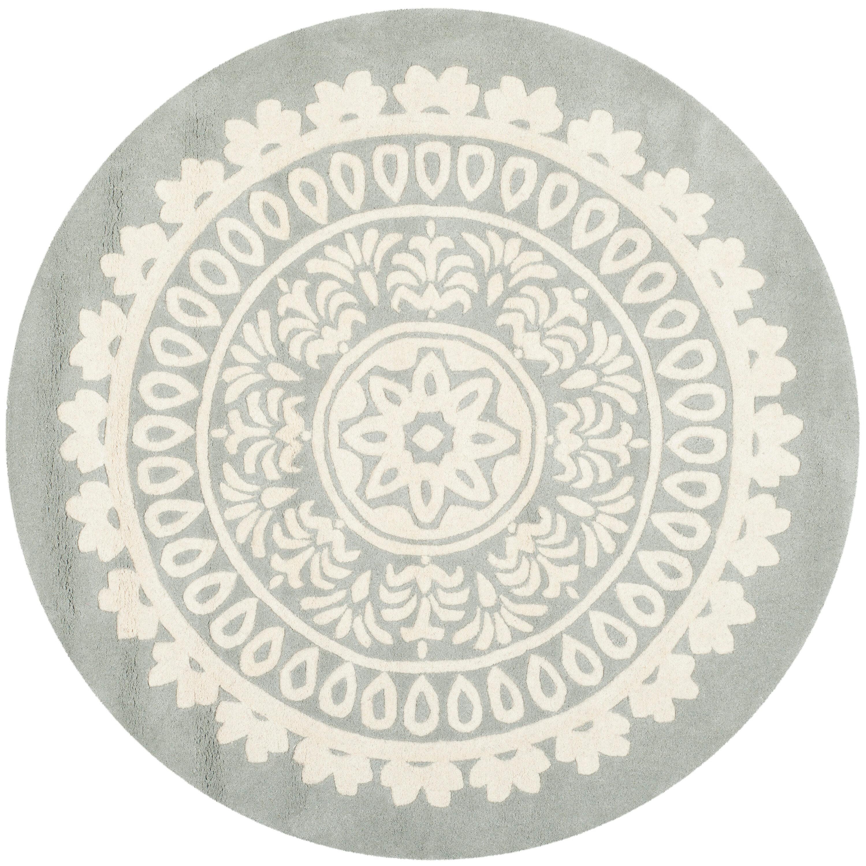 Bella BEL122 Hand Tufted Area Rug - Grey/Ivory - 7' round - Safavieh.