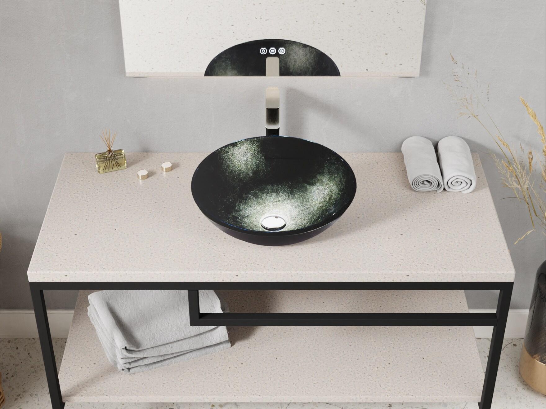 ANZZI 16.5'' Glass Circular Bathroom Sink