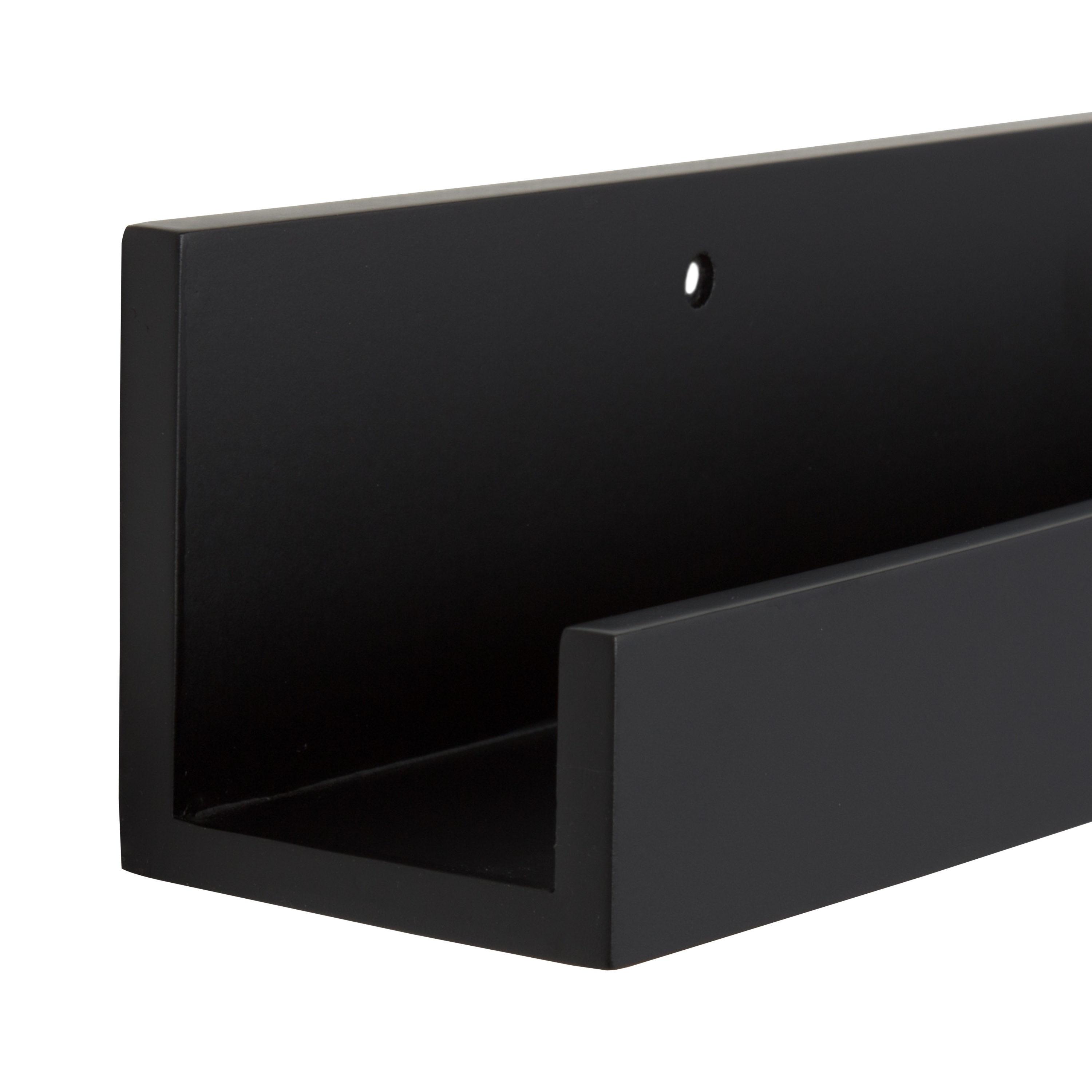 Wood Floating Wall Shelf Picture Frame Holder Ledge, Black