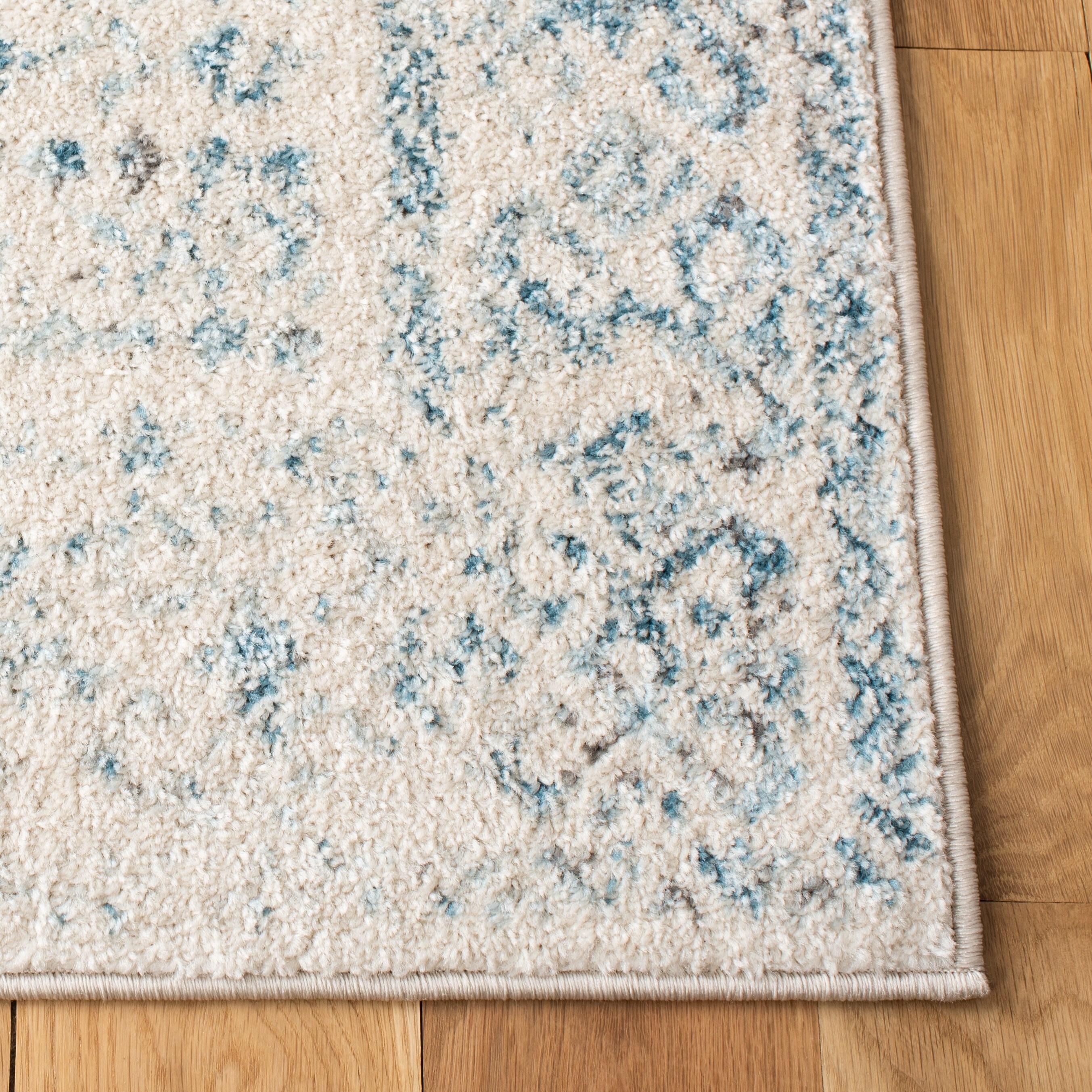 SAFAVIEH Tulum Ophelia Bordered Geometric Area Rug, 9' x 12', Ivory/Turquoise