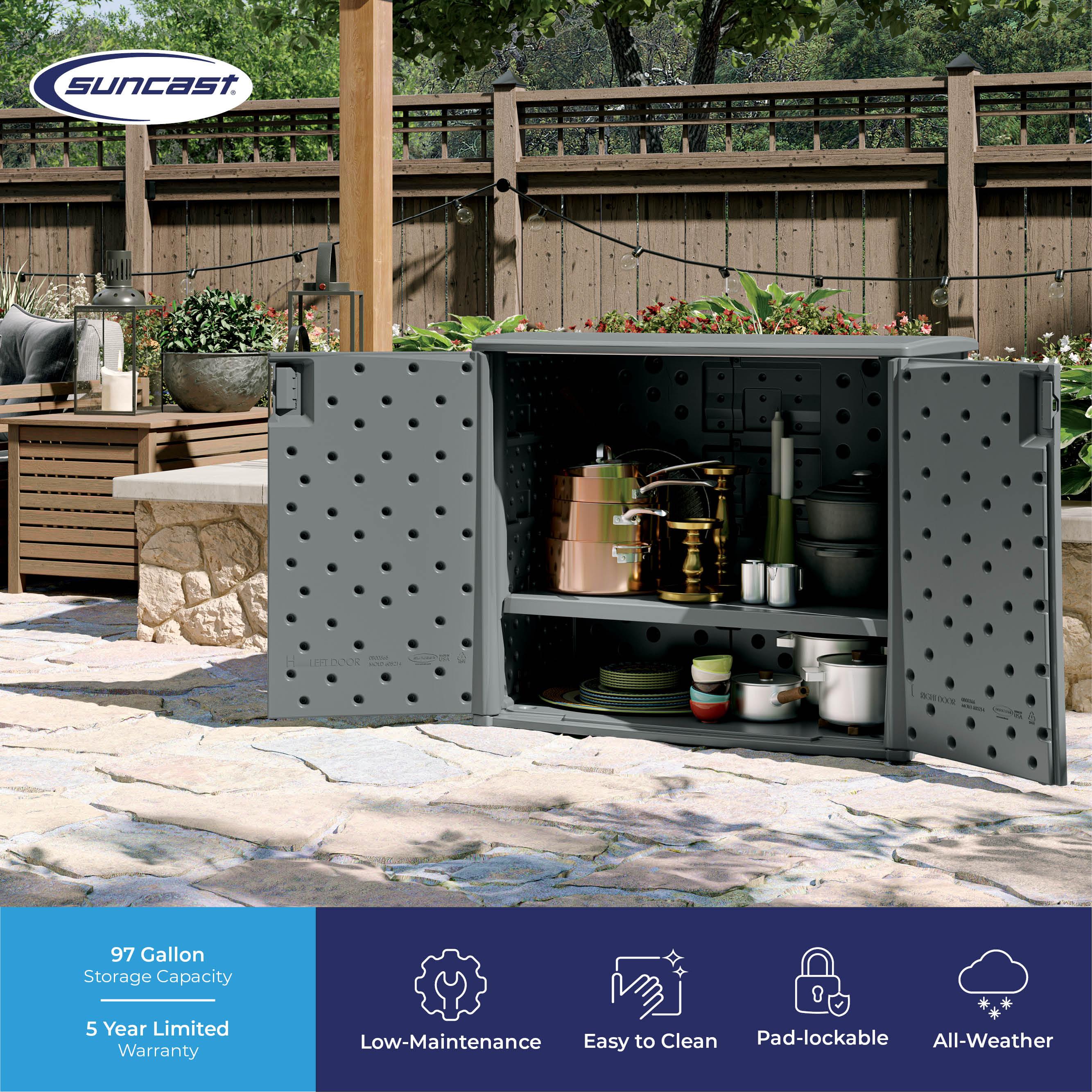 Suncast Suncast 97 Gallon Resin Lockable Cabinet Deck Box in Gray