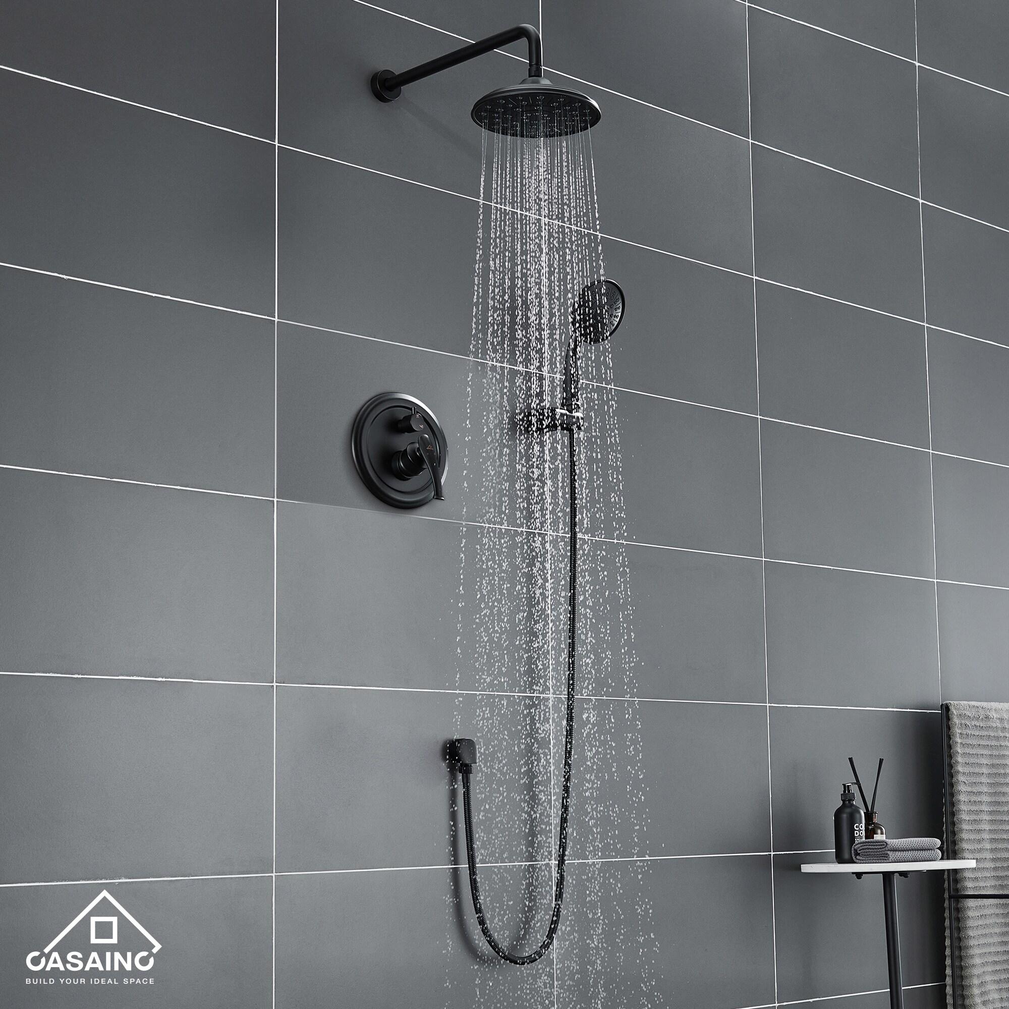 Retro Wall Mount 2 Function Rainfall Shower System with 3 Setting Handheld, Rough-In Valve and Diverter