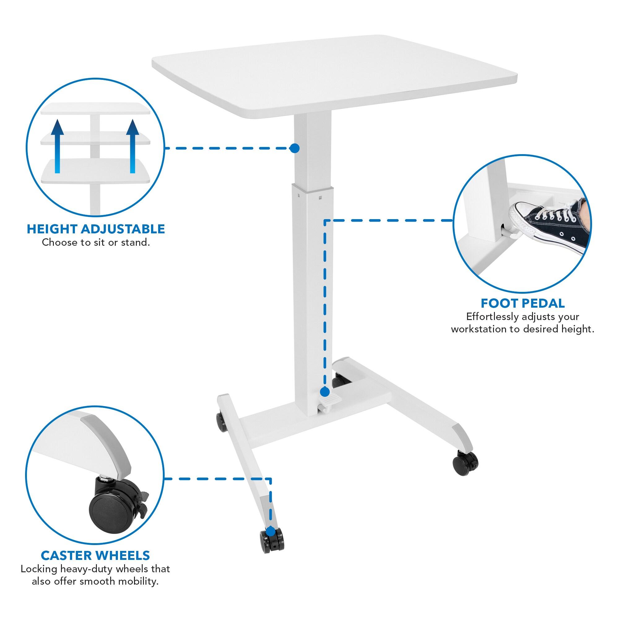Mount-it Mount-It! Adjustable Rolling Laptop Desk w/ Wheels, Standing Mobile Workstation Cart w/ Spring Lift