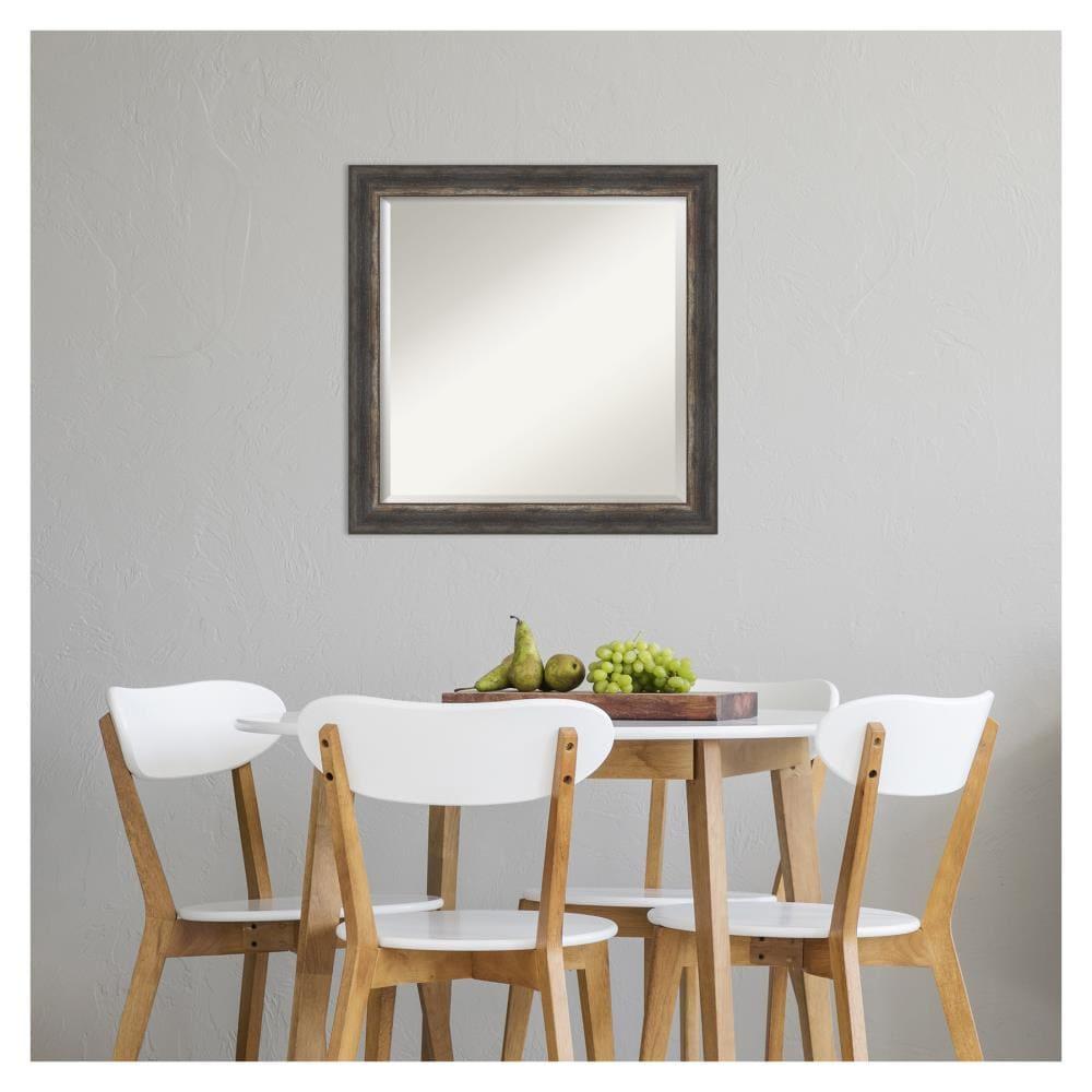 Bronze Bark Texture Rectangular Wood Vanity Mirror 30x30