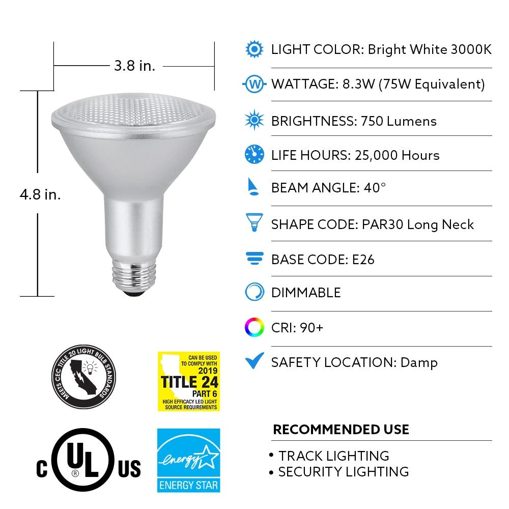 Feit Electric Enhance PAR30 E26 (Medium) LED Bulb Bright White 75 Watt Equivalence 2 pk