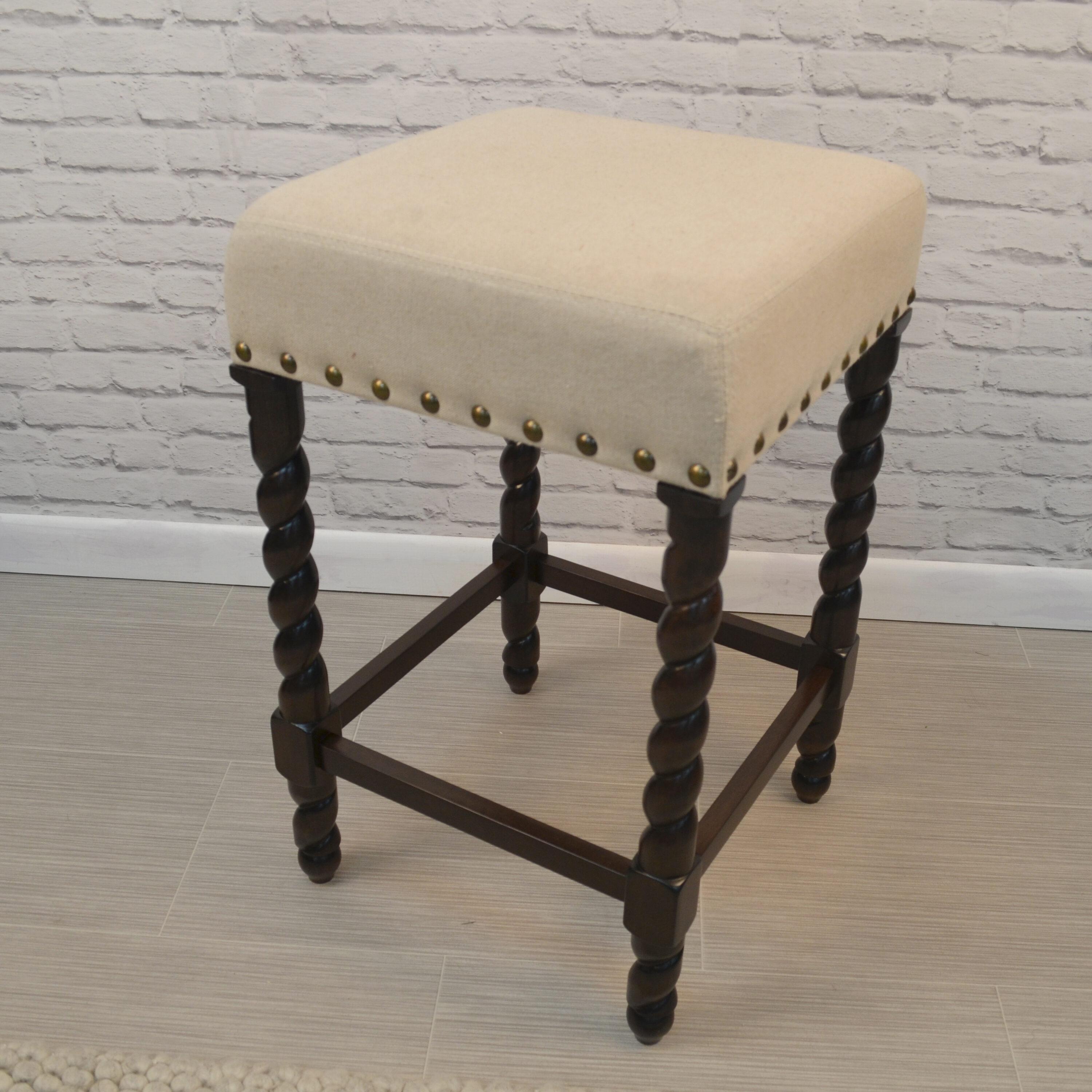 Carolina Living Remick 24" Counter Stool - Espresso - Linen Upholstery