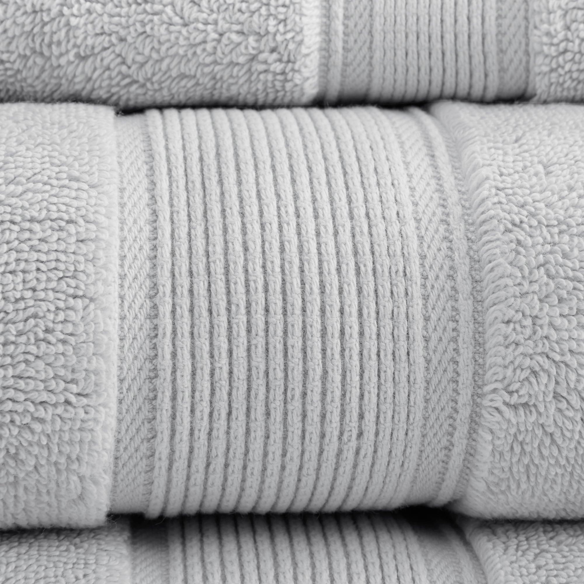 8pc Cotton Bath Towel Set Silver: Madison Park, Heavyweight Terry, OEKO-TEX Certified