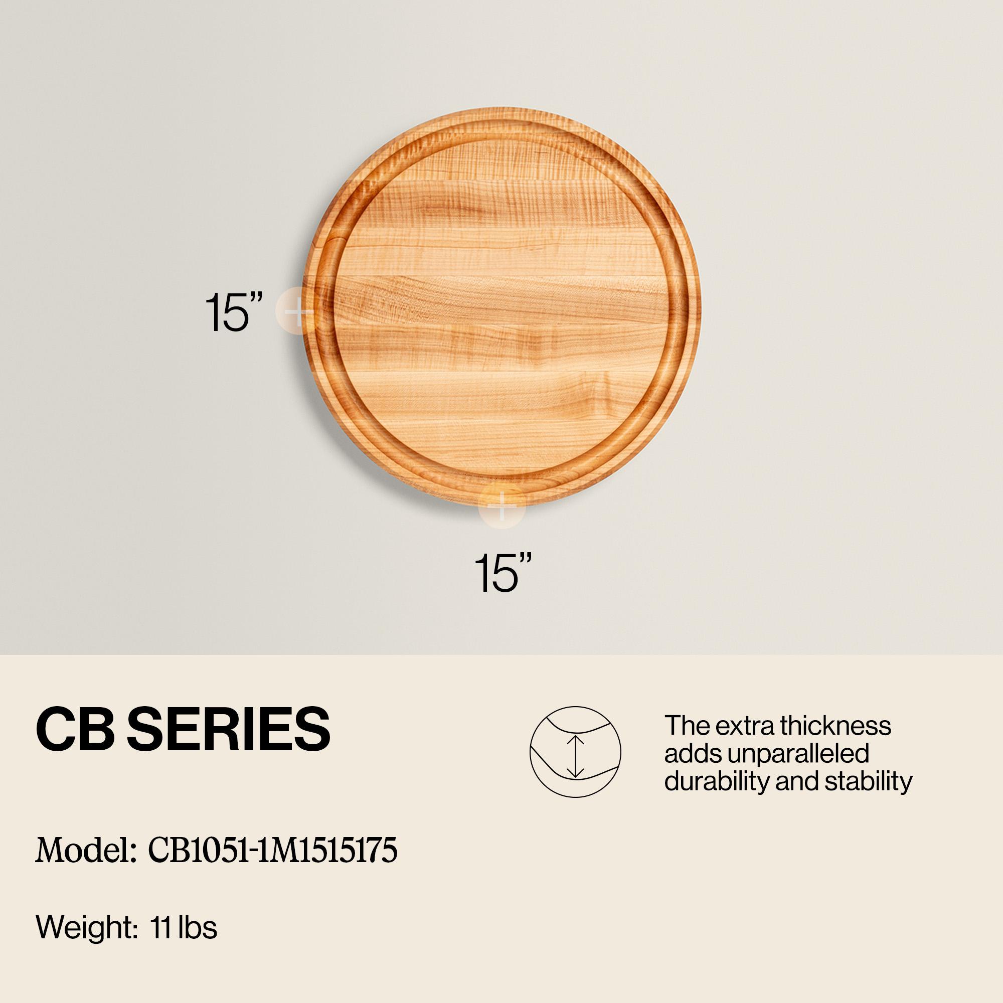 John Boos Chef's Collection Round Maple Cutting Board with Groove
