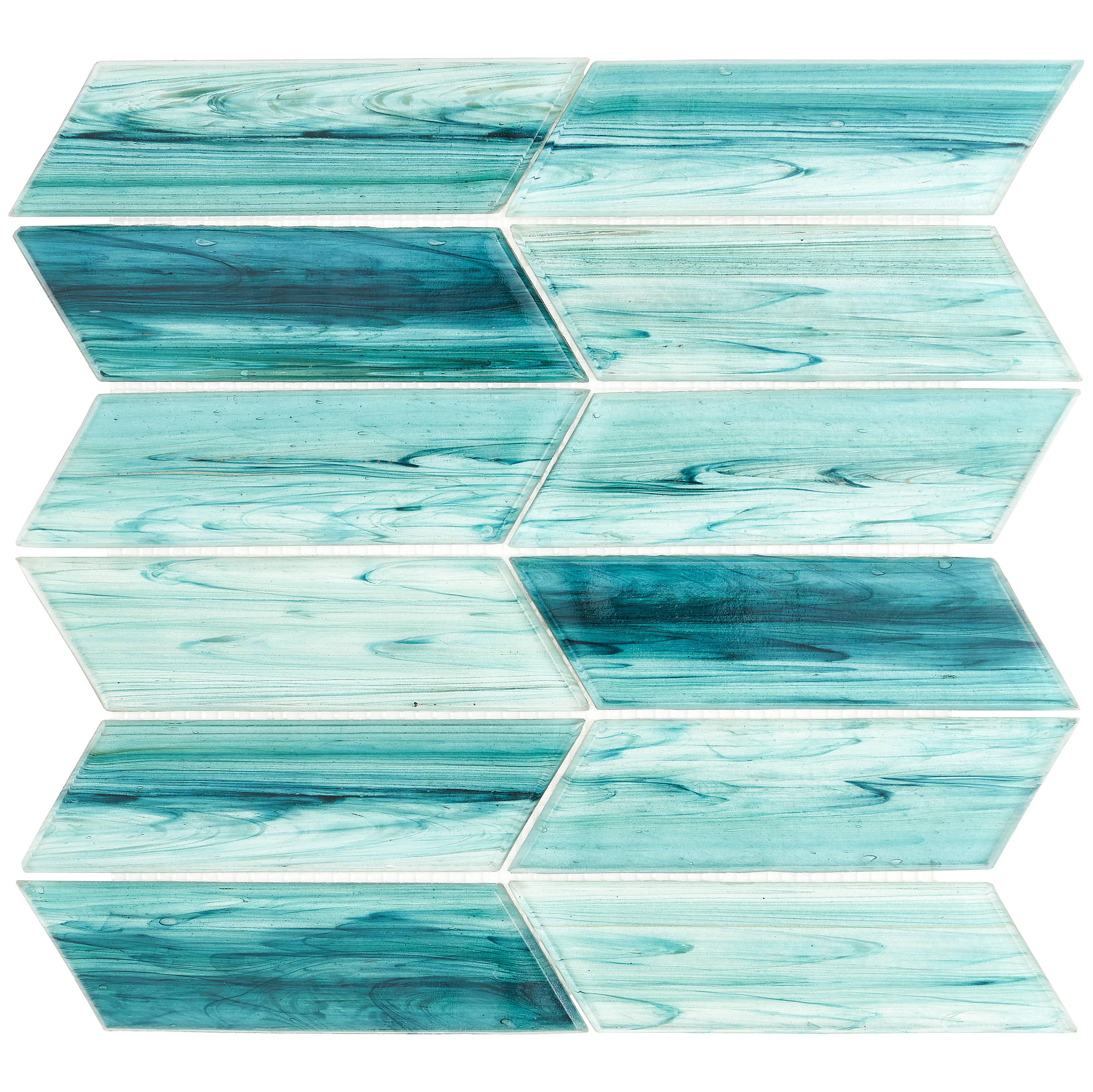 Tara Chevron 11.73 in. x 11.74 in. Molten Glass Mosaic Wall Tile (0.96 Sq. Ft. / Sheet)