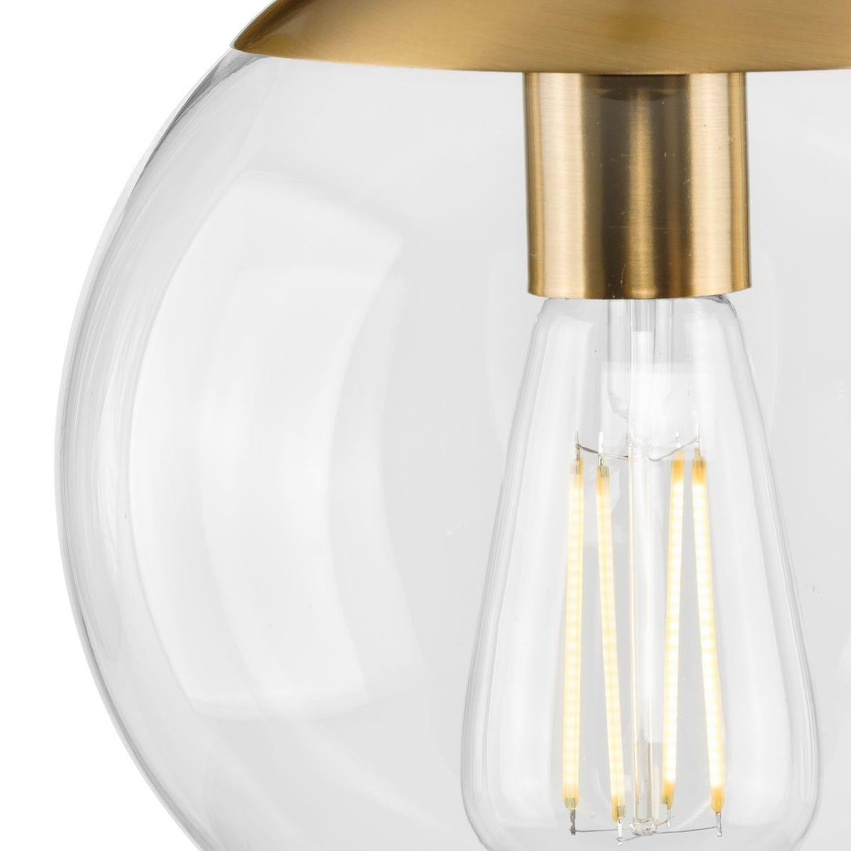 Progress Lighting Atwell 1-Light Glass Globe Pendant, Brushed Nickel, Clear Glass Shade