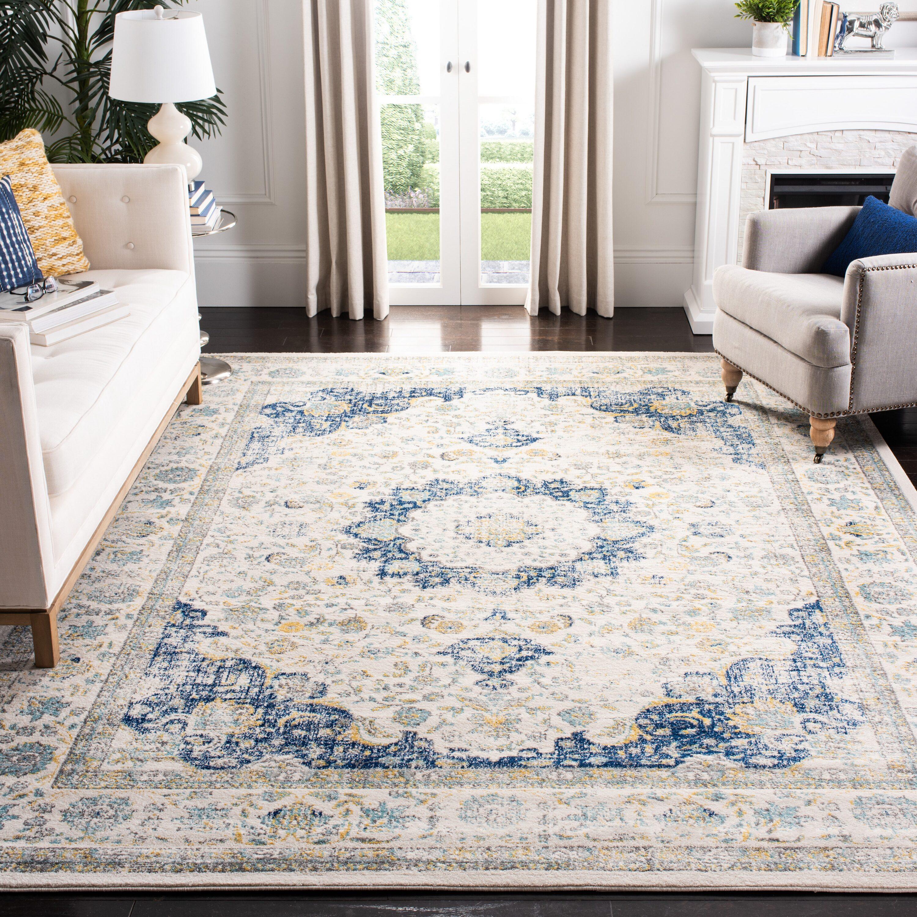 Evoke EVK220 Power Loomed Area Rug - Ivory/Blue - 8'9"x11'9" - Safavieh.