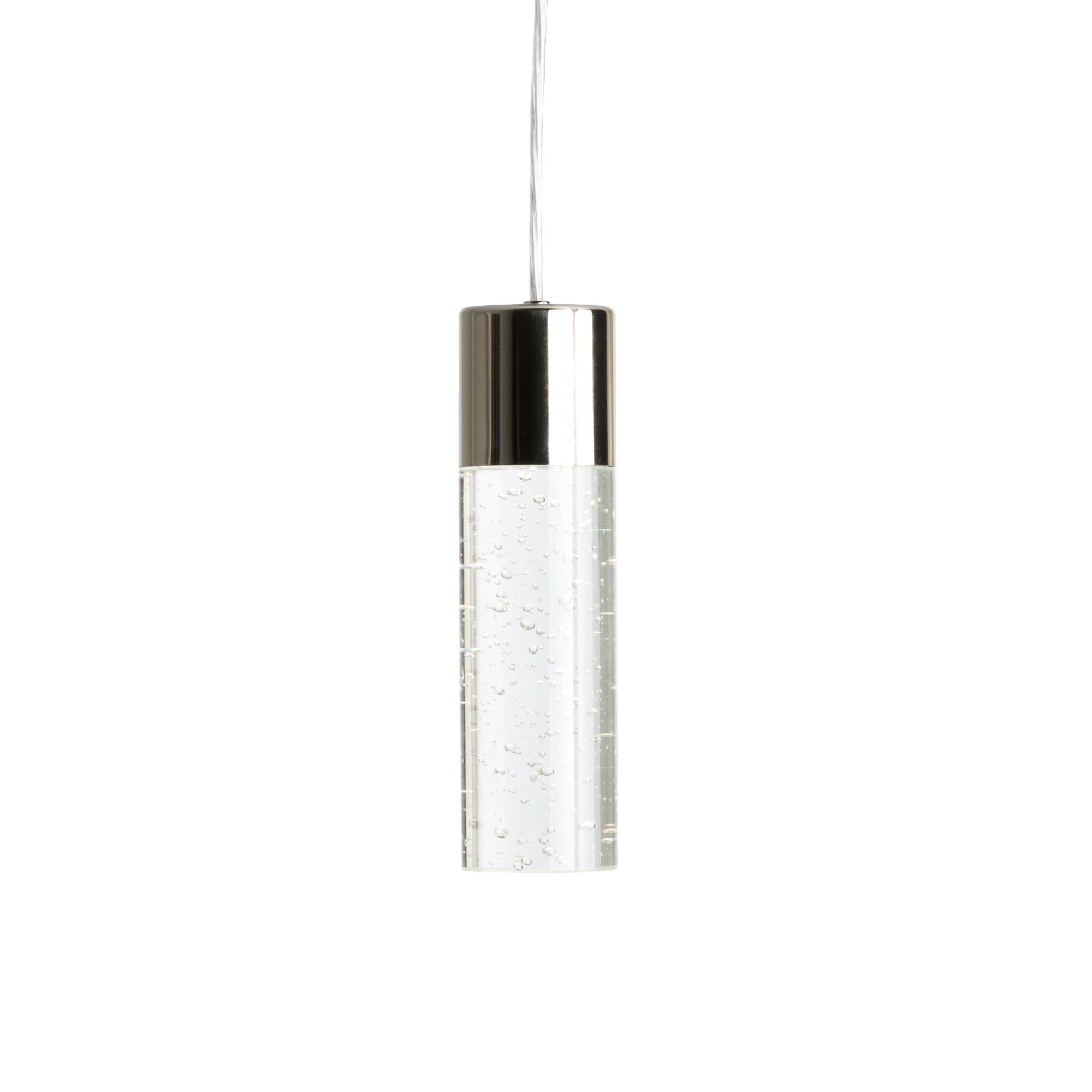 Style Selections Dunwynn 2.75-in Polished Nickel Mini Seeded Glass Cylinder LED Pendant