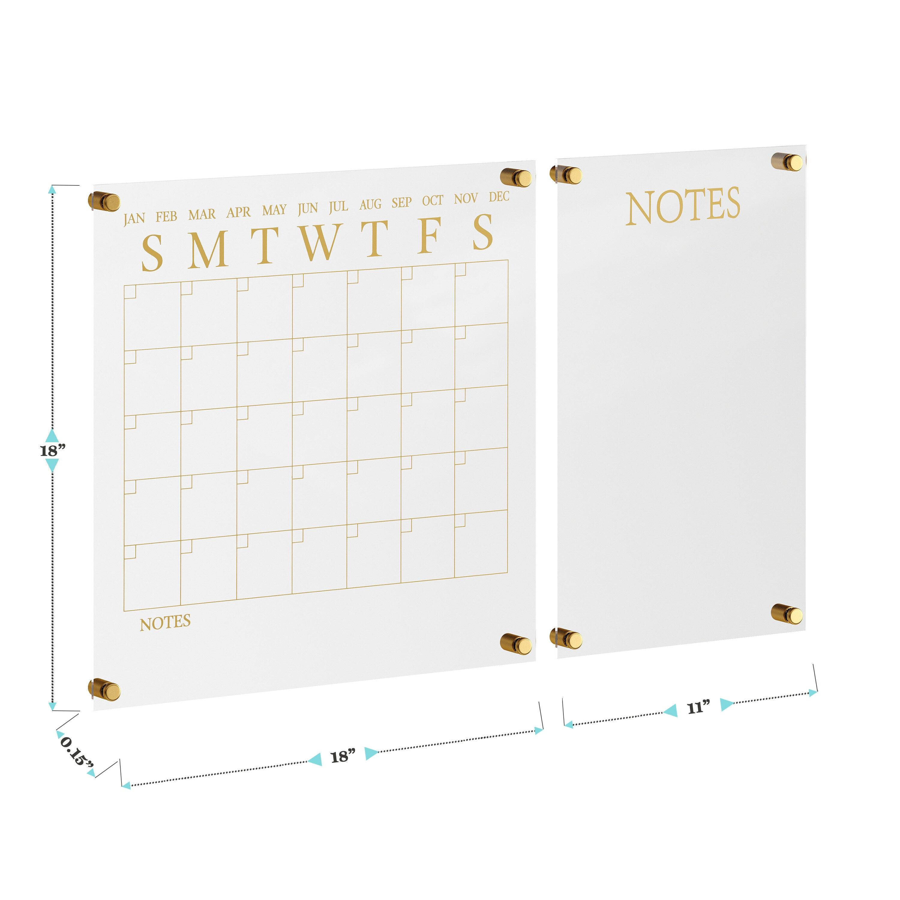 Thomas Martha Stewart Acrylic Wall Calendar and Notes Board with Marker and Mounting Hardware