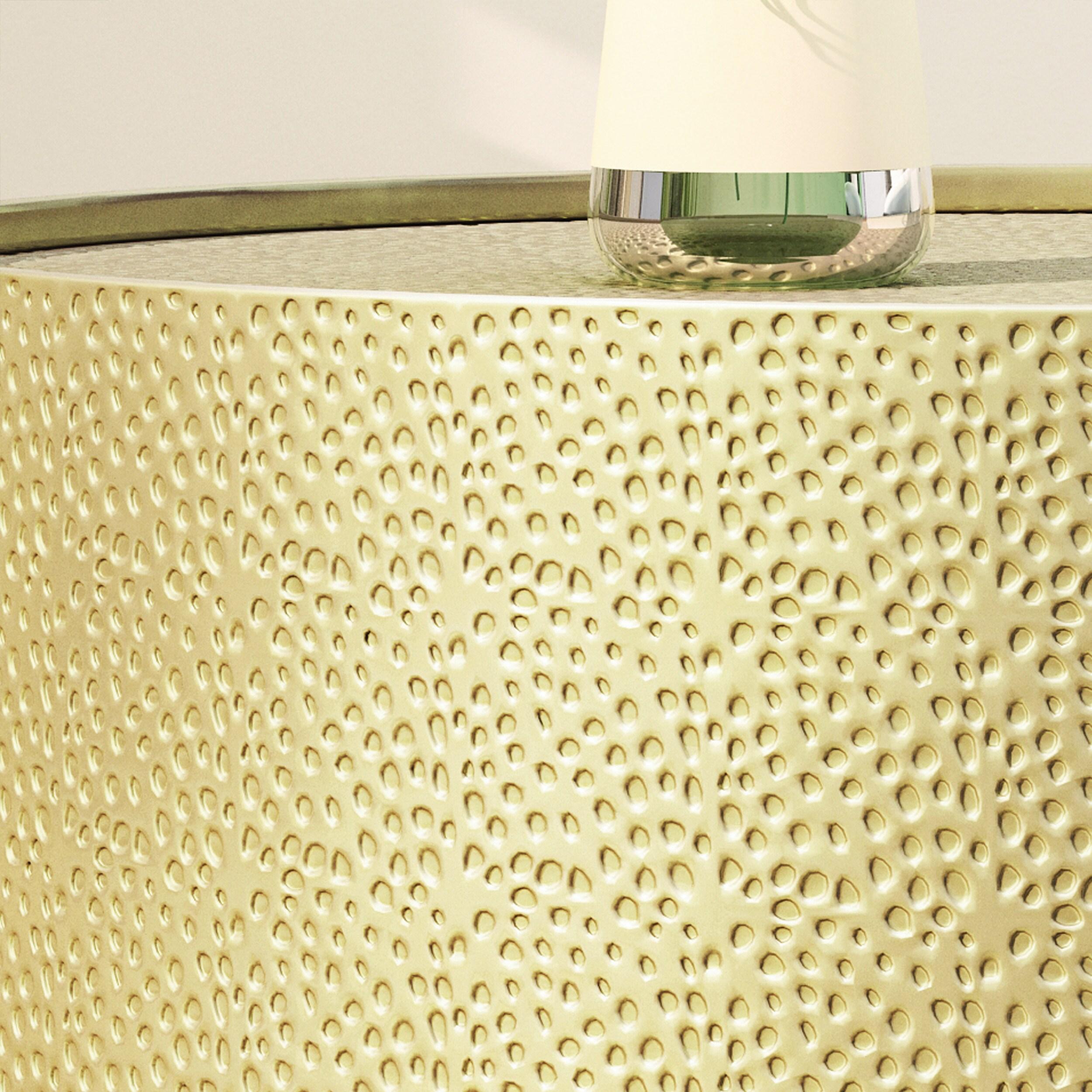 Braeburn Modern Round Coffee Table Gold - Christopher Knight Home: Hammered Iron, No Assembly Required