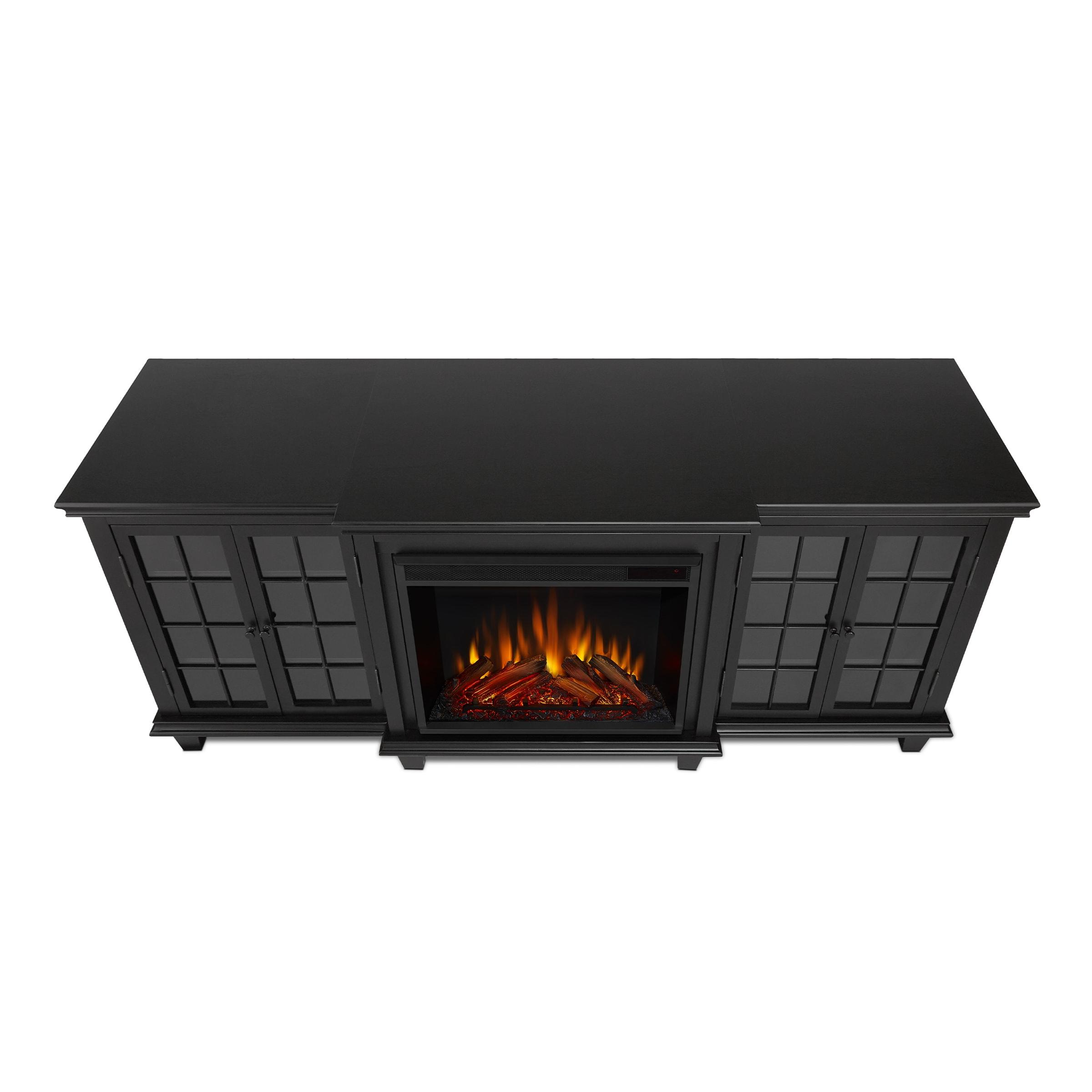 Marlowe 70" Electric Fireplace TV Stand in Black by Real Flame