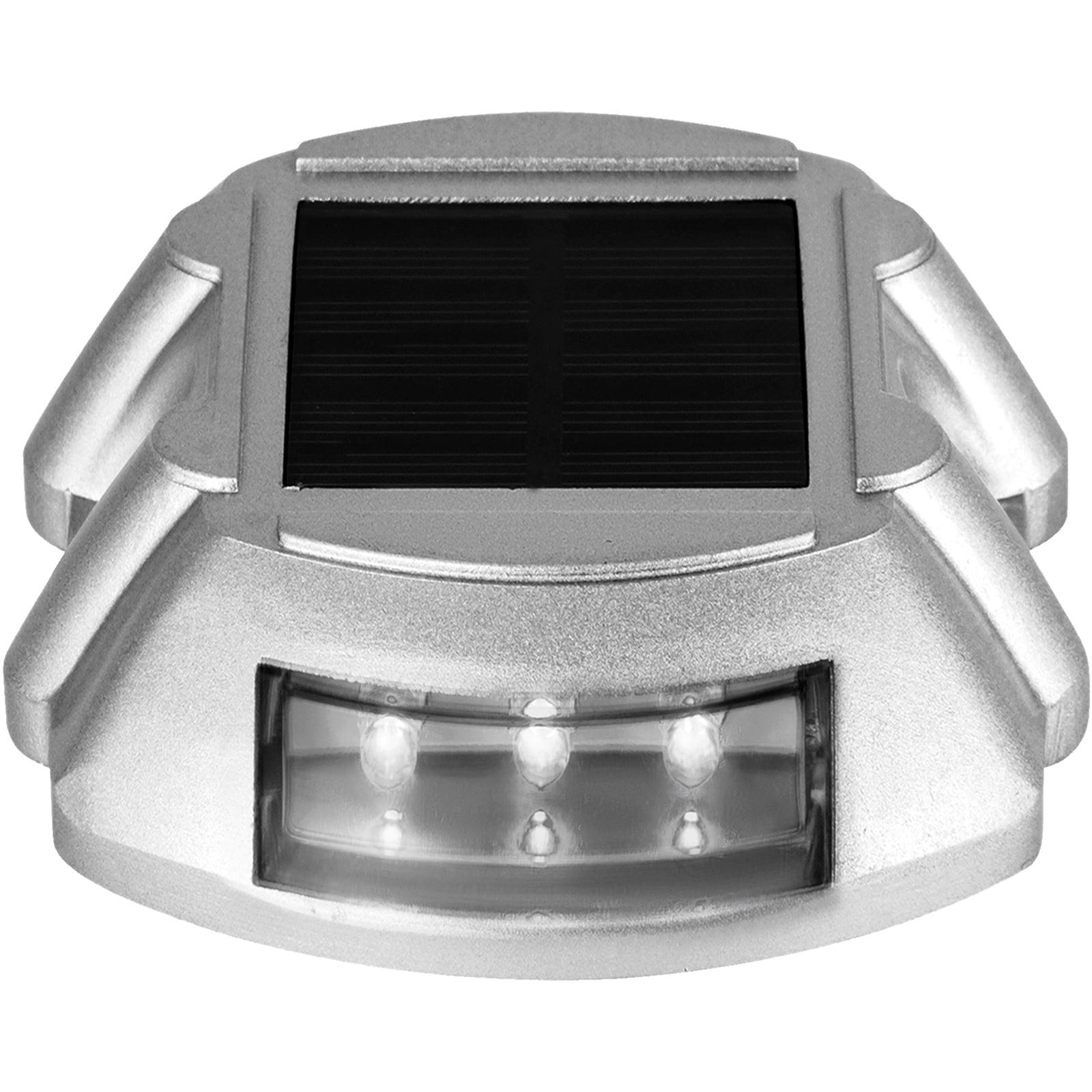 8-Pack Silver LED Solar Pathway Lights with Die-Cast Aluminum