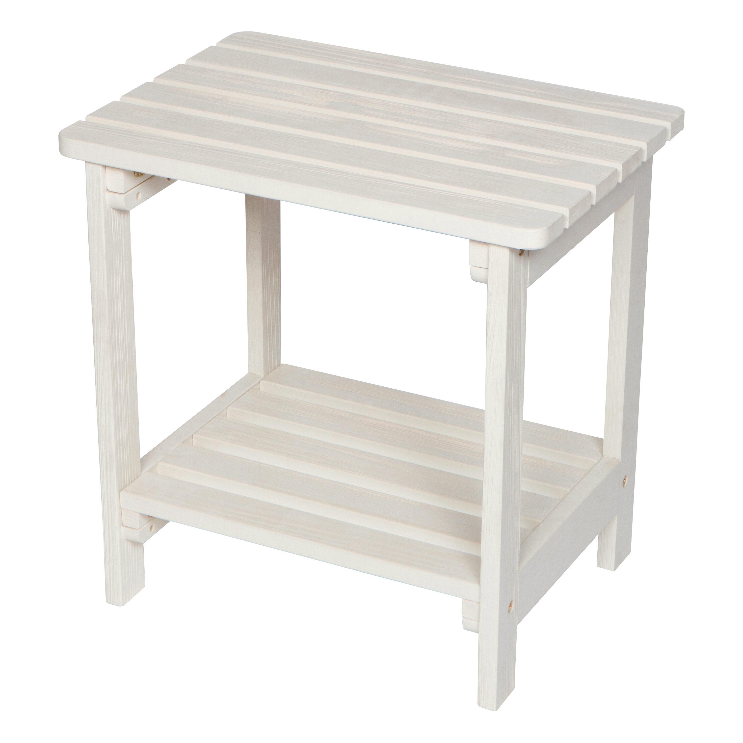 Shine Company Rectangular Traditional Wooden Indoor/Outdoor Side Table in White