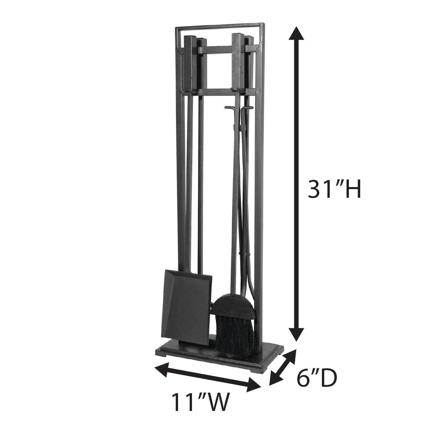 Panacea Gray Matte Metal Fireplace Tool Set