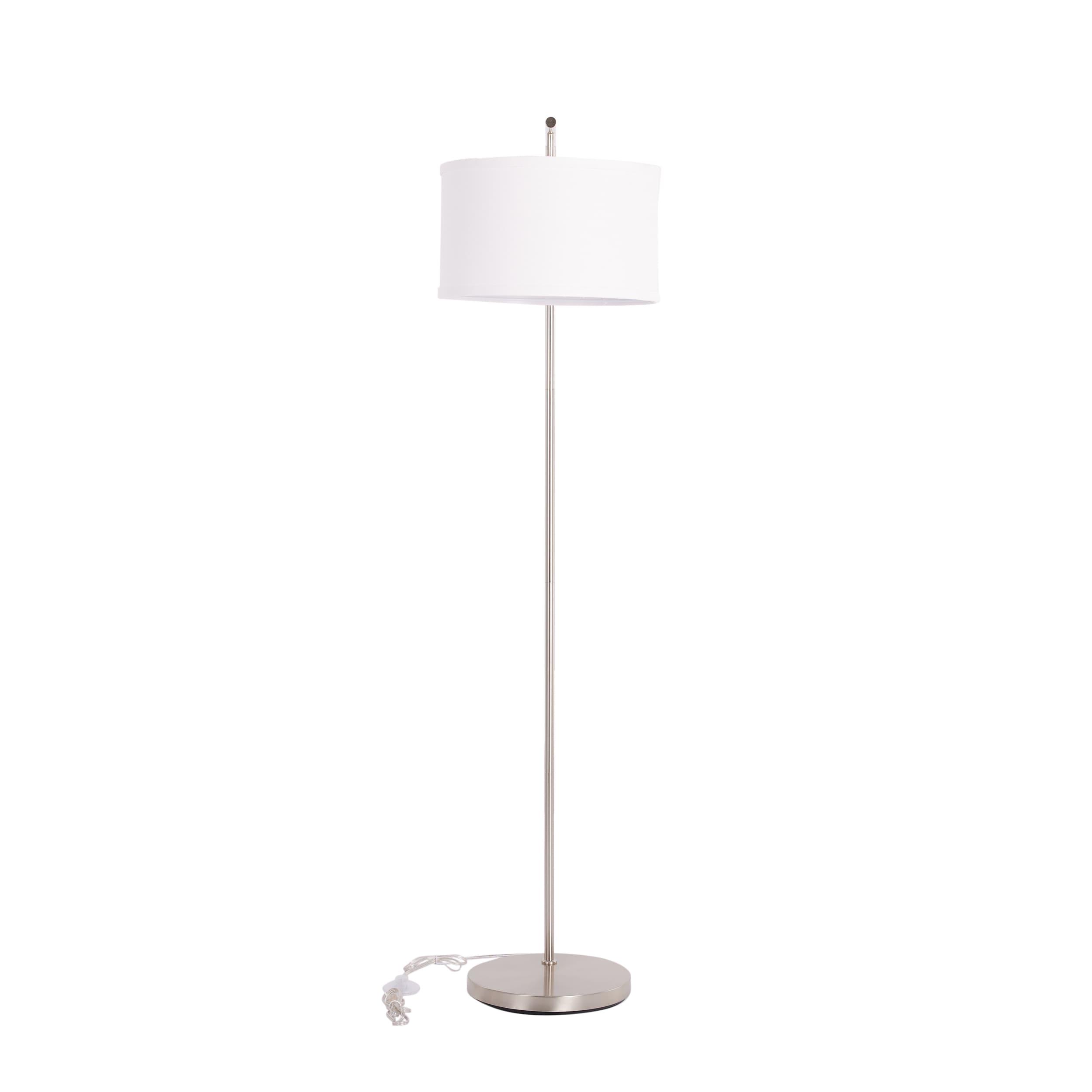 Montage Modern 60 in. Mid-Century Modern LED Floor Lamp with Fabric Drum Shade