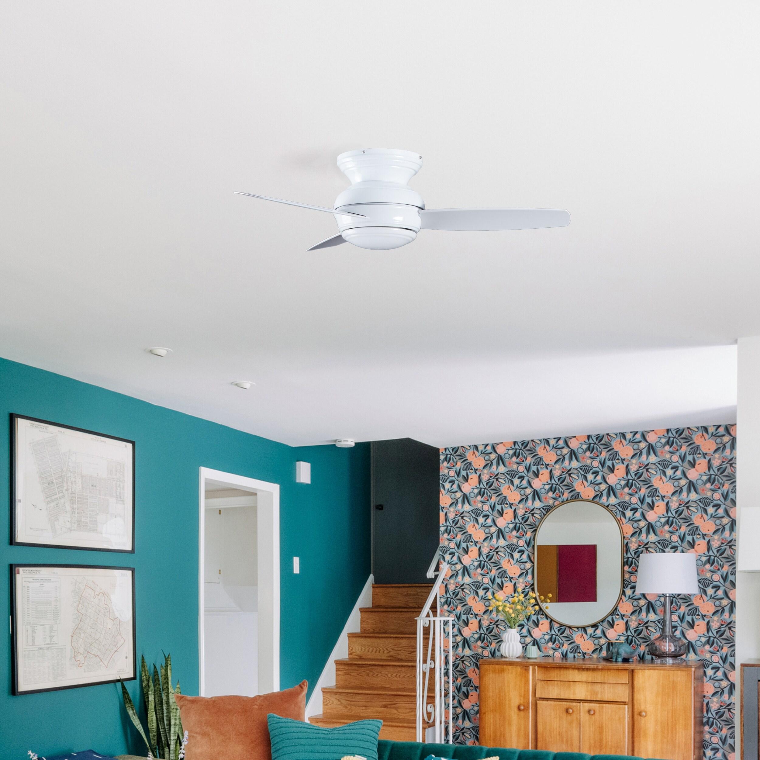 44" Minka Aire Vintage Hugger Outdoor Ceiling Fan with LED Light White Wet Rated for Patio Exterior House Porch Gazebo Garage Barn