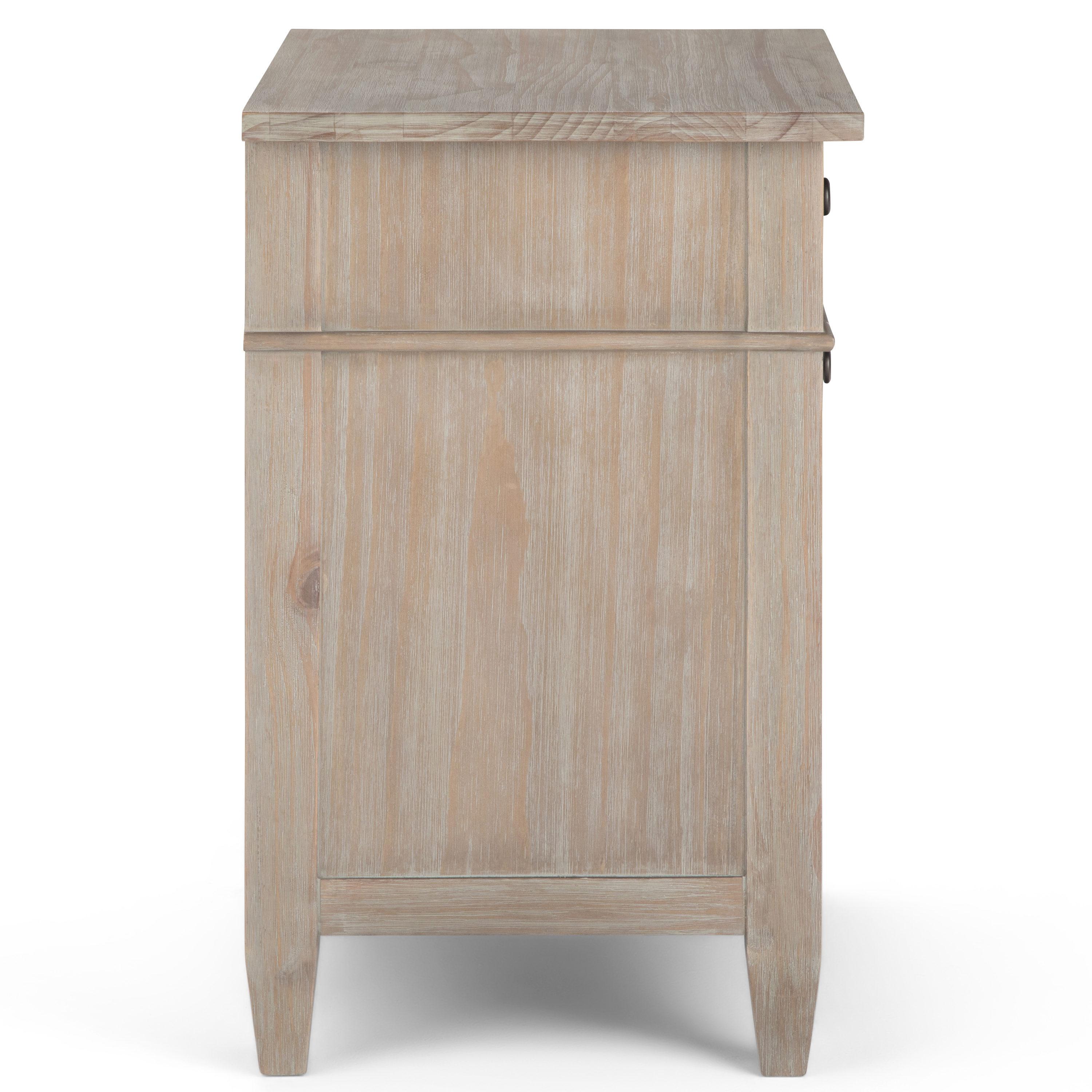 Simpli Home Carlton Solid Wood Bedside Table In Distressed Grey