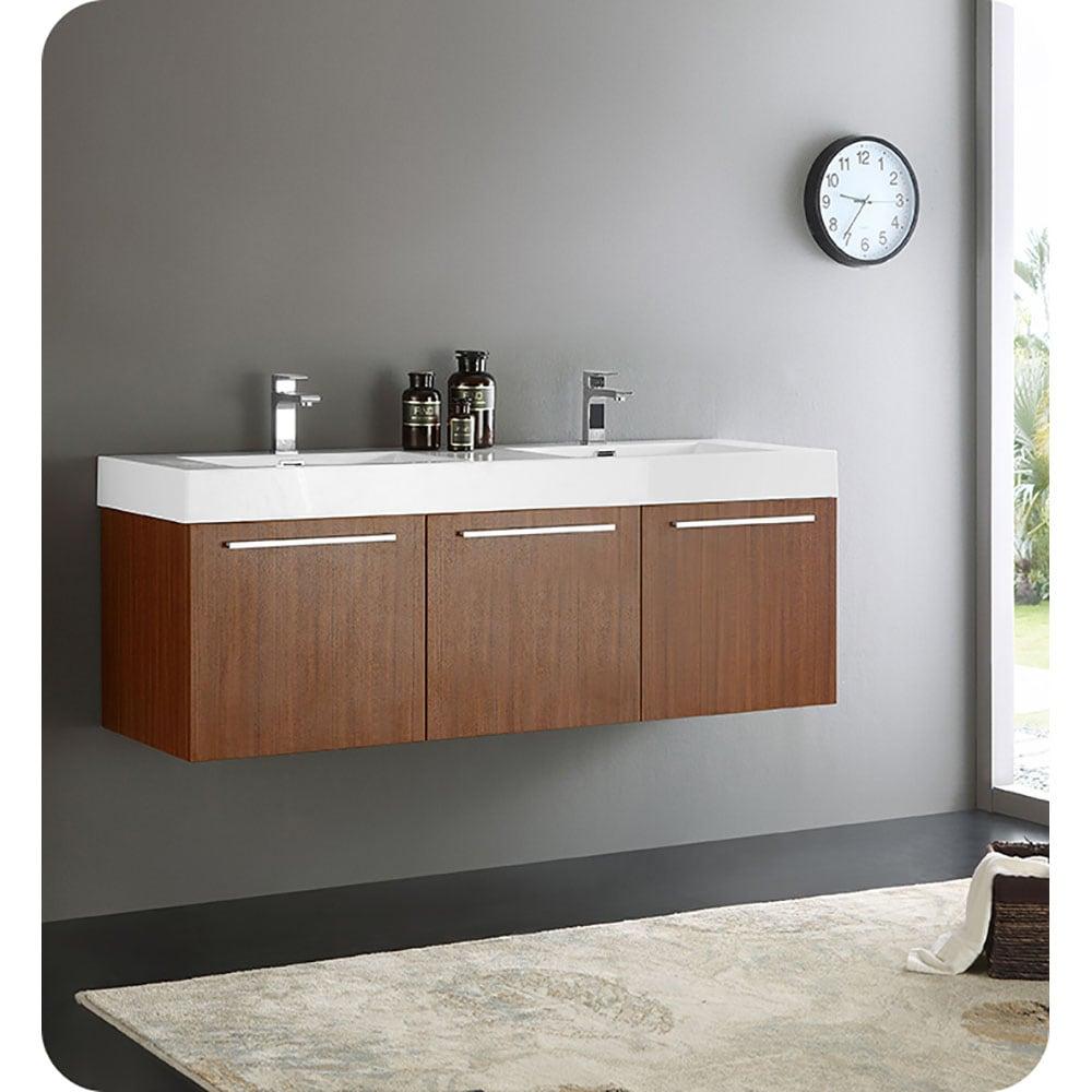 Fresca Vista 60'' Wall Mounted Modern Double Bathroom Vanity with Acrylic Vanity Top